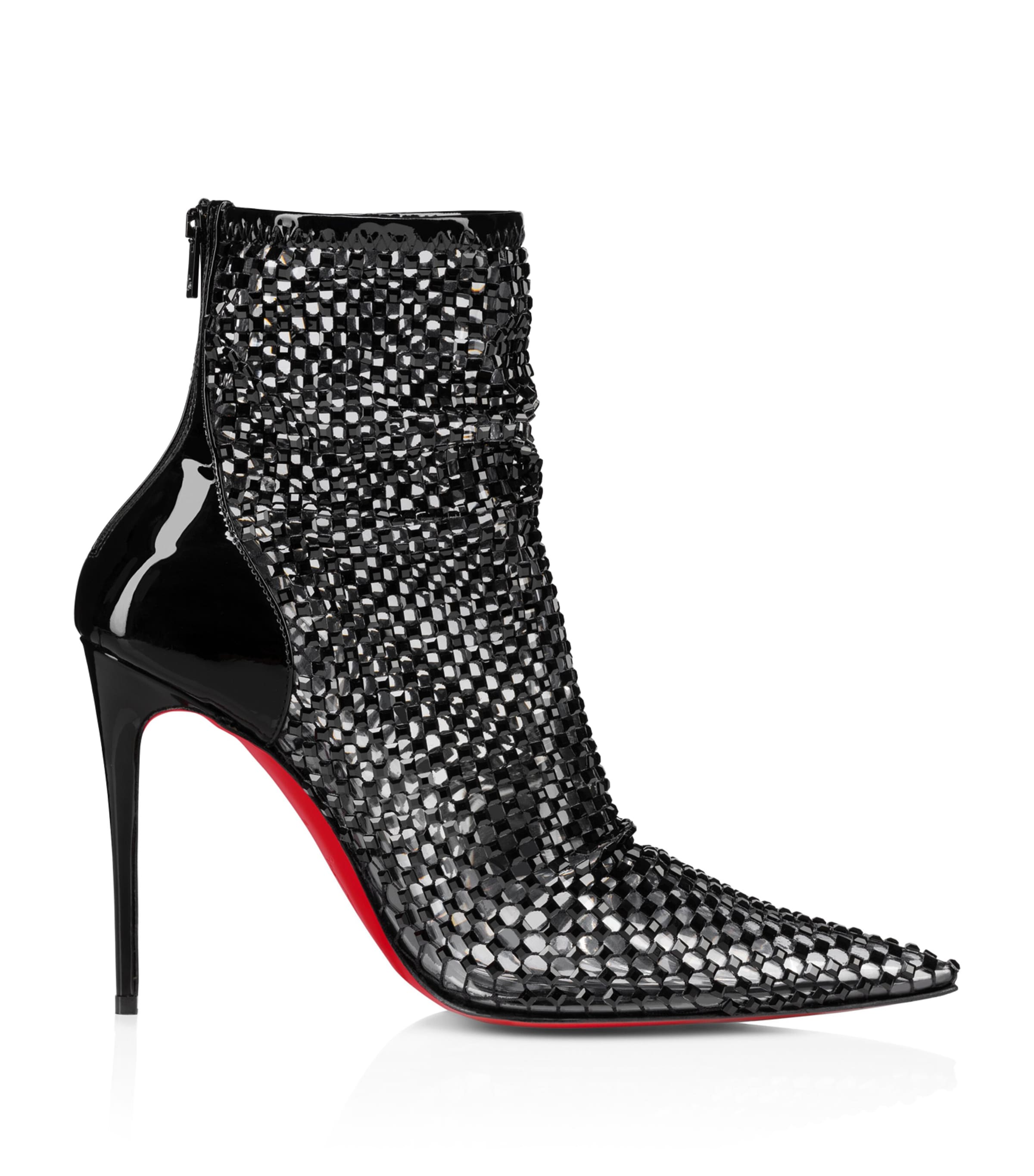 Christian Louboutin Kate Max Booty Mesh Ankle Boots 100 In Black