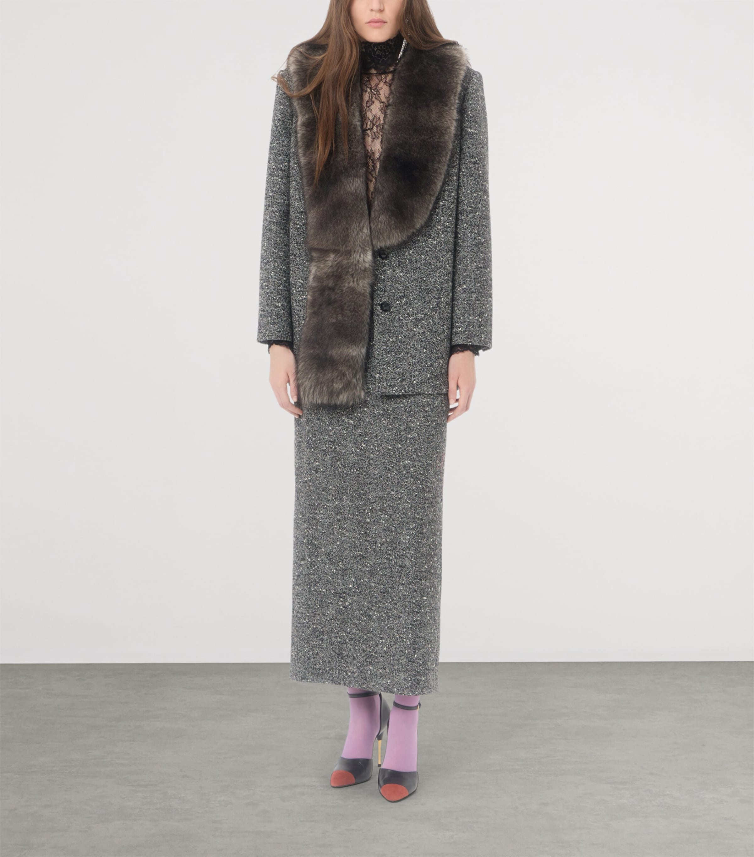 Valentino Womens Wool-Blend Midi Skirt Image 2