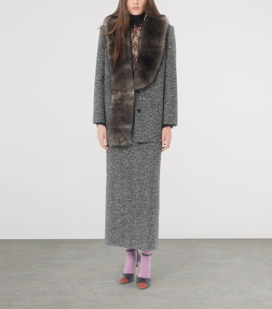 Valentino Womens Wool-Blend Midi Skirt Image 2