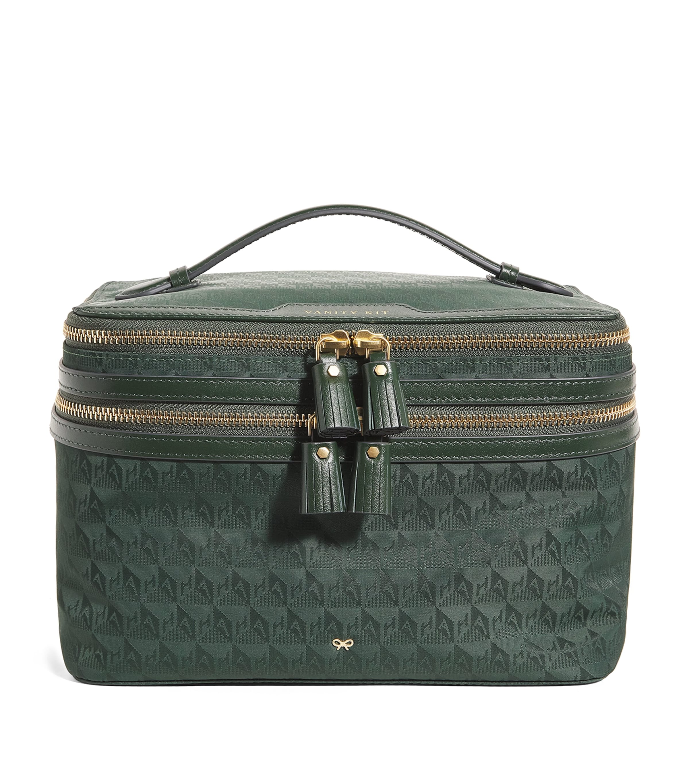 Anya Hindmarch Jacquard Vanity Kit Travel Bag In Green