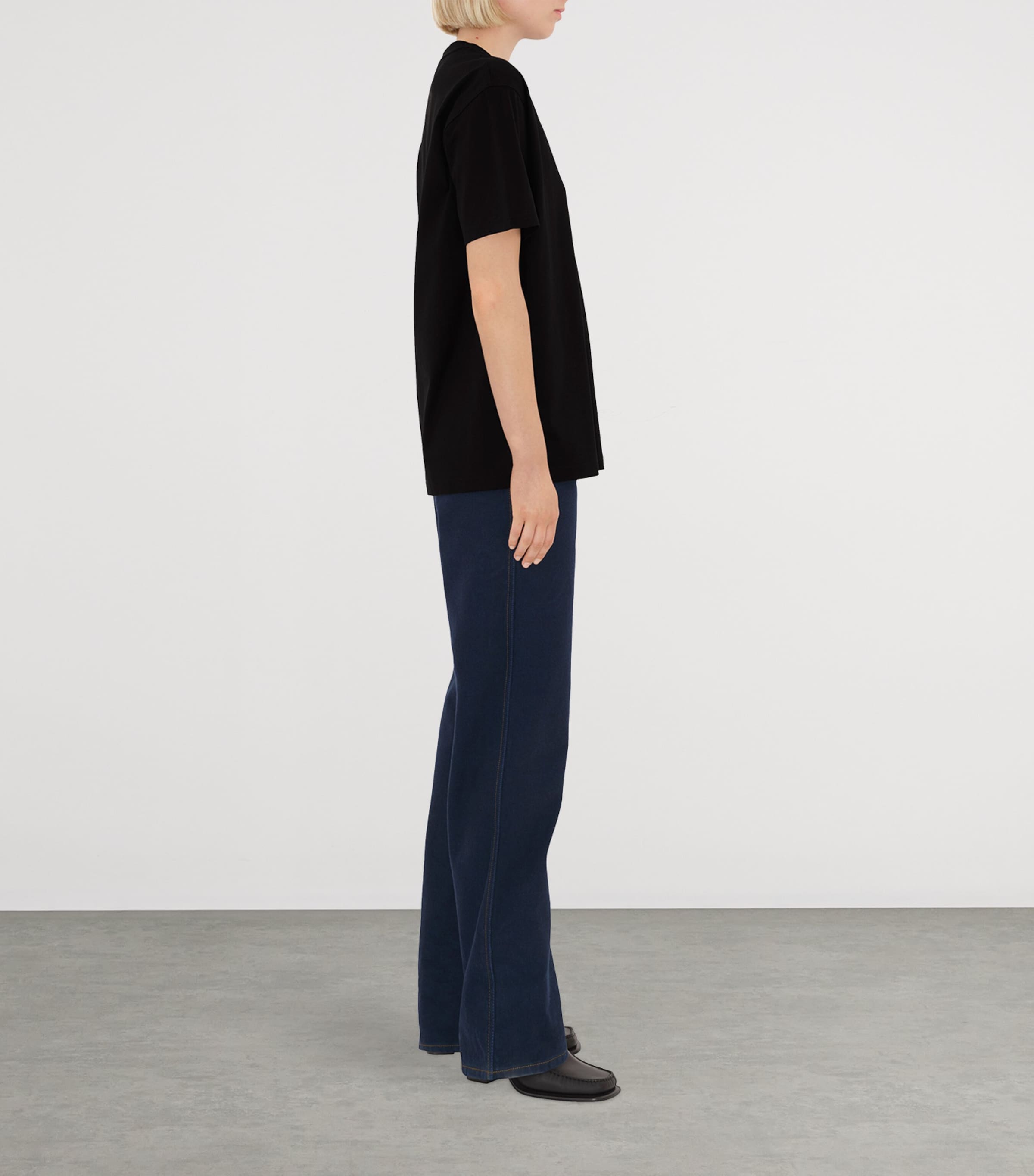 Cotton Check Pocket T-Shirt BLACK Image 3