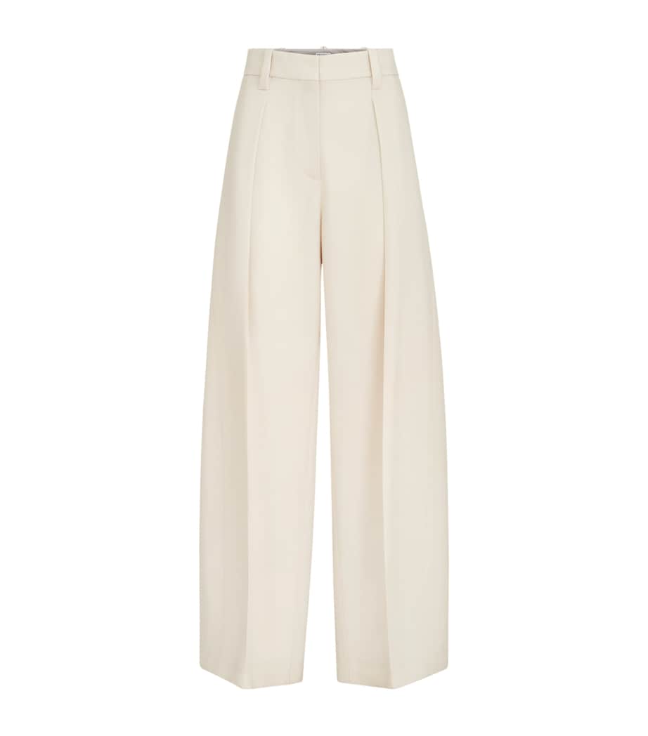 Brunello Cucinelli Womens Virgin Wool Pleated Wide-Leg Trousers Image 1