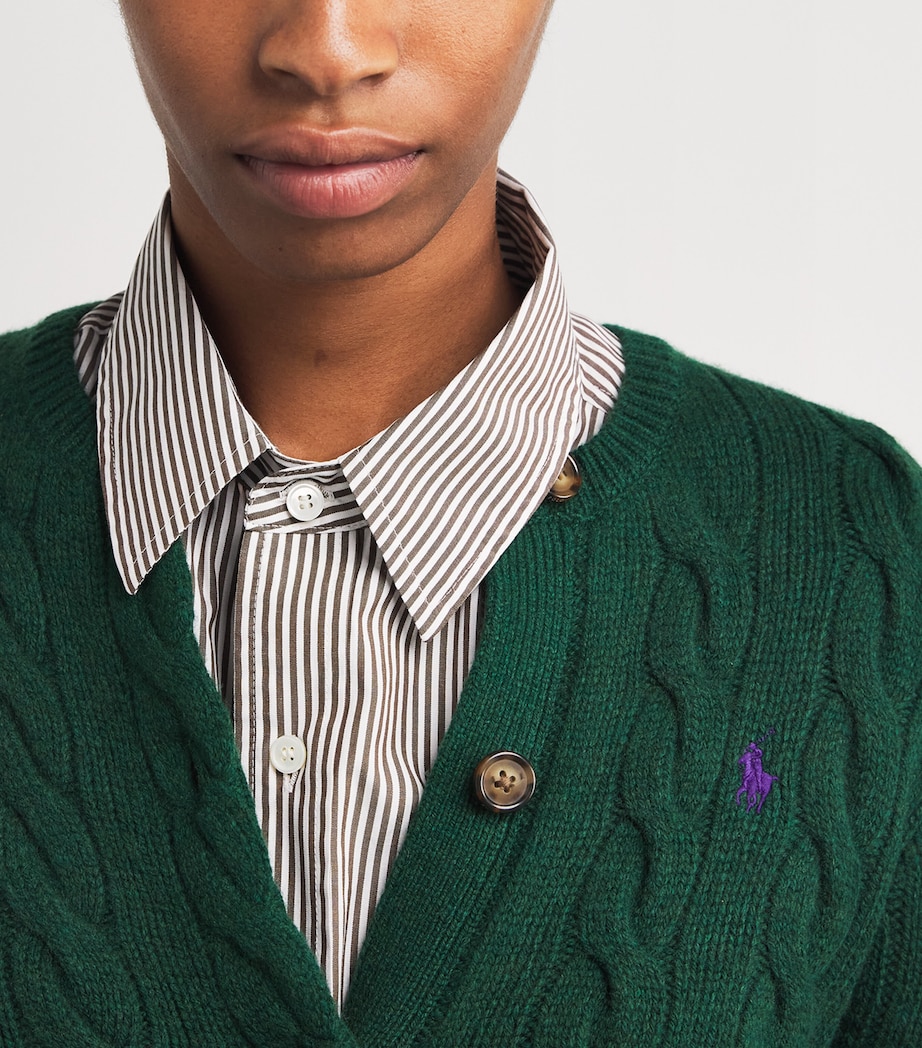 Wool-Cashmere Cable-Knit Cardigan CASTLETON GREEN Image 6