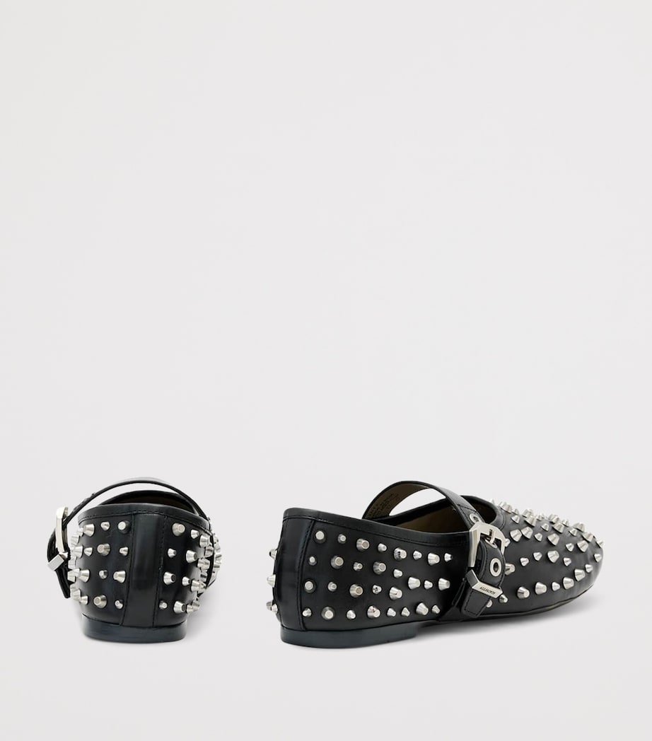 AllSaints Leather Sabine Stud Ballet Flats Black Image 5