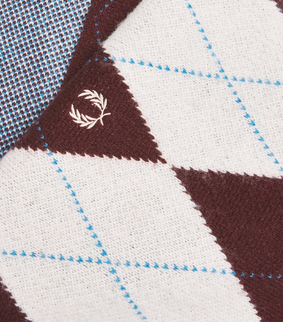 Wool Argyle Scarf 560-ECRU Image 4