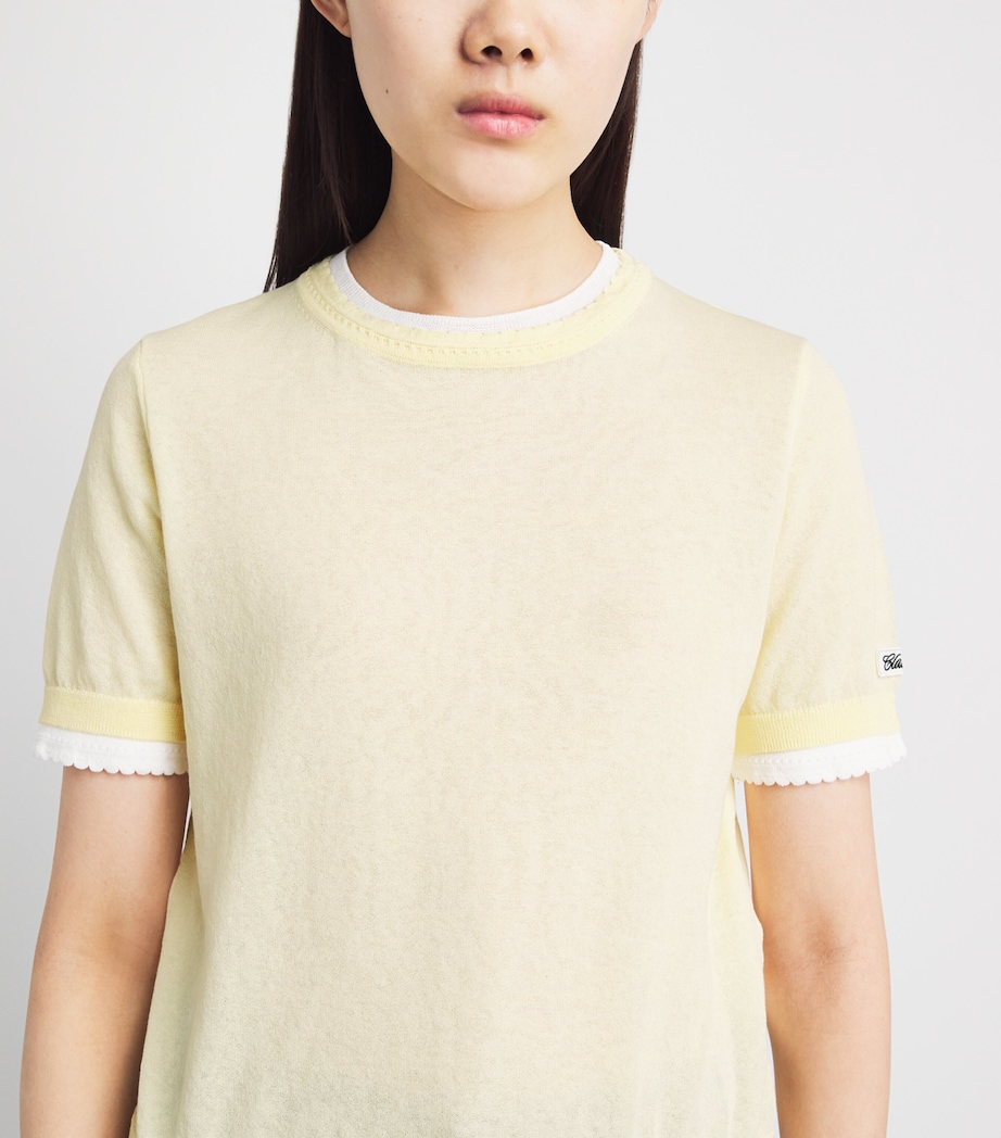 Claudie Pierlot Womens Scalloped Layered Sweater Vanilla Image 3