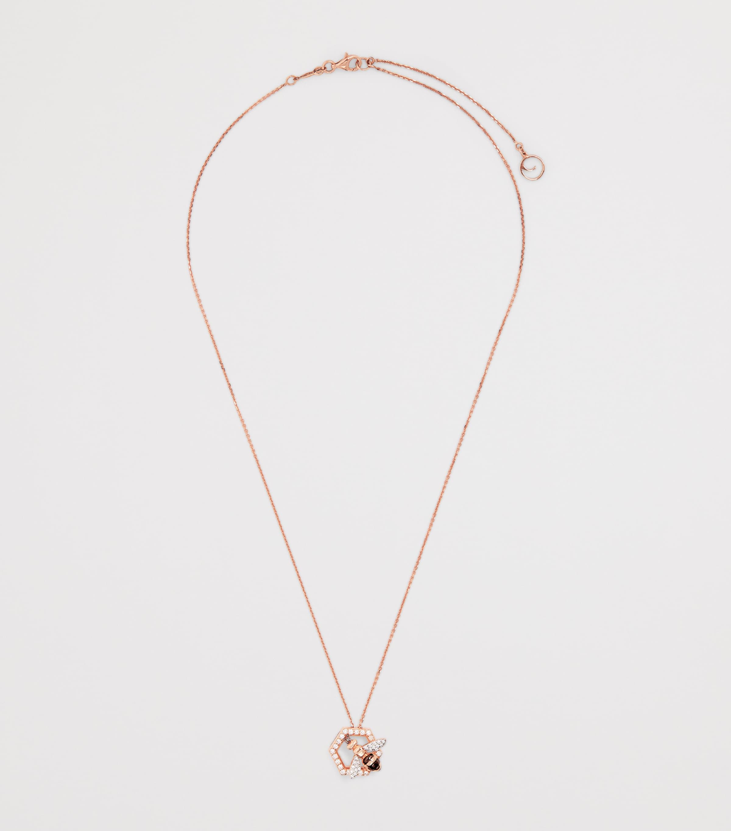 Small Rose Gold and Diamond Honeycomb Necklace ROSE GOLD Image 3