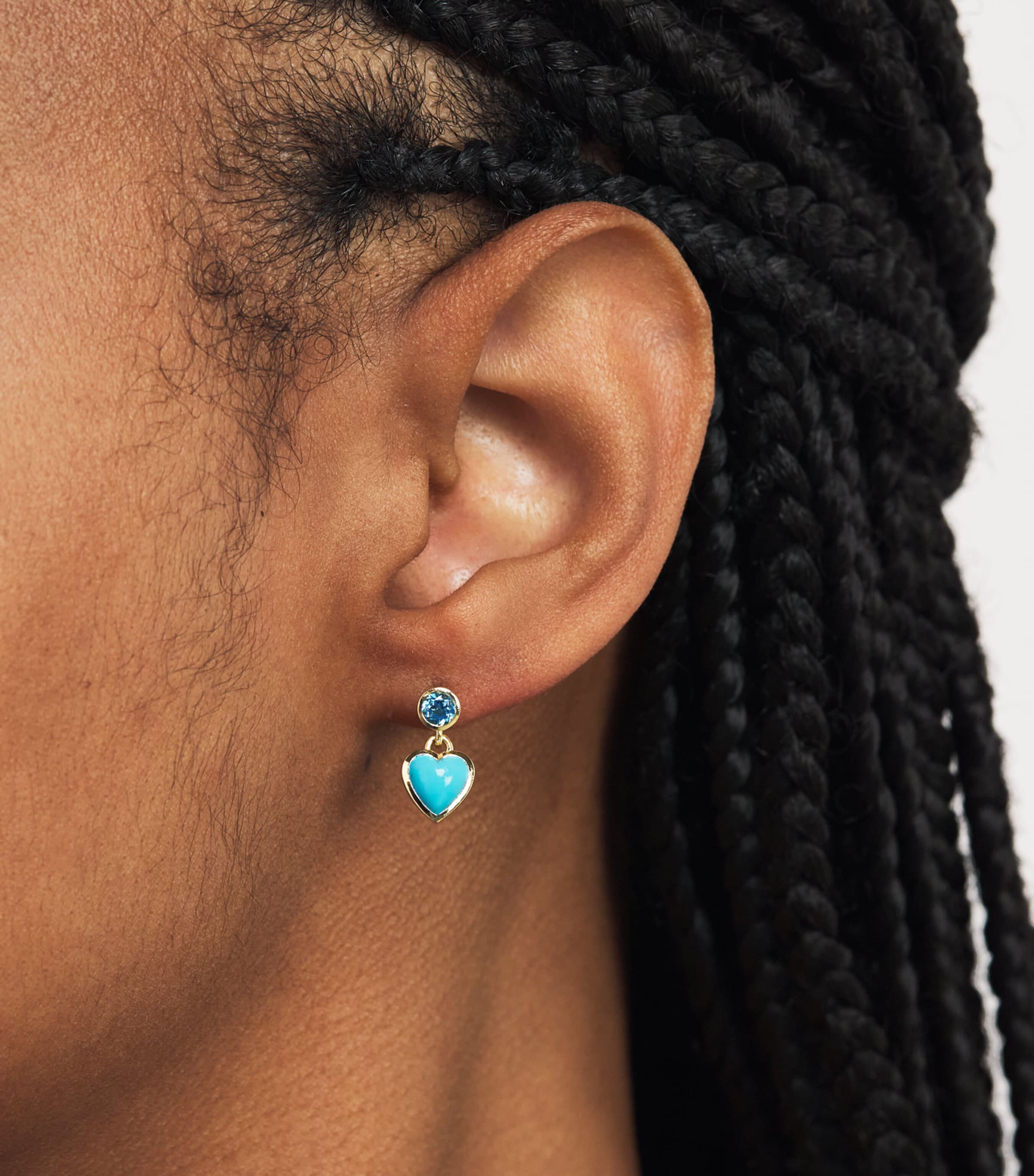 Yellow Gold and Topaz Blue Heart Earrings YELLOW GOLD Image 2