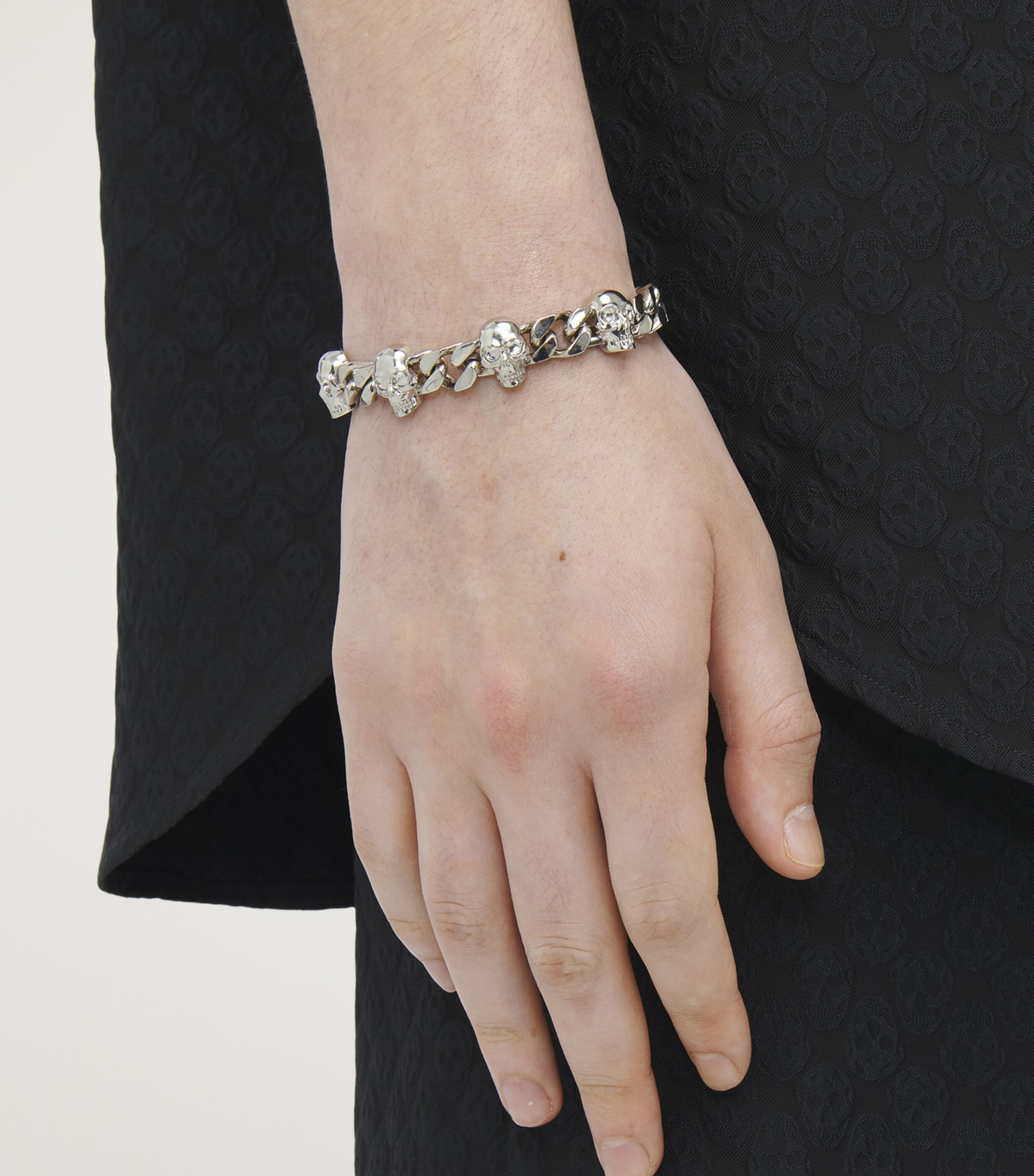 Palladium-Plated Skull Chain Bracelet 0926 Image 2