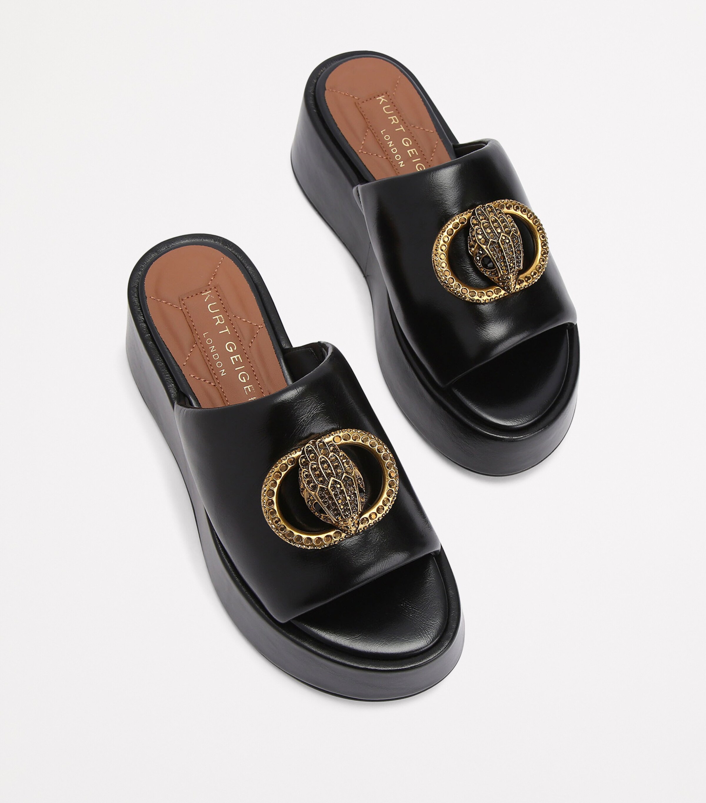 Leather Chelsea Flatform Mules BLACK Image 4