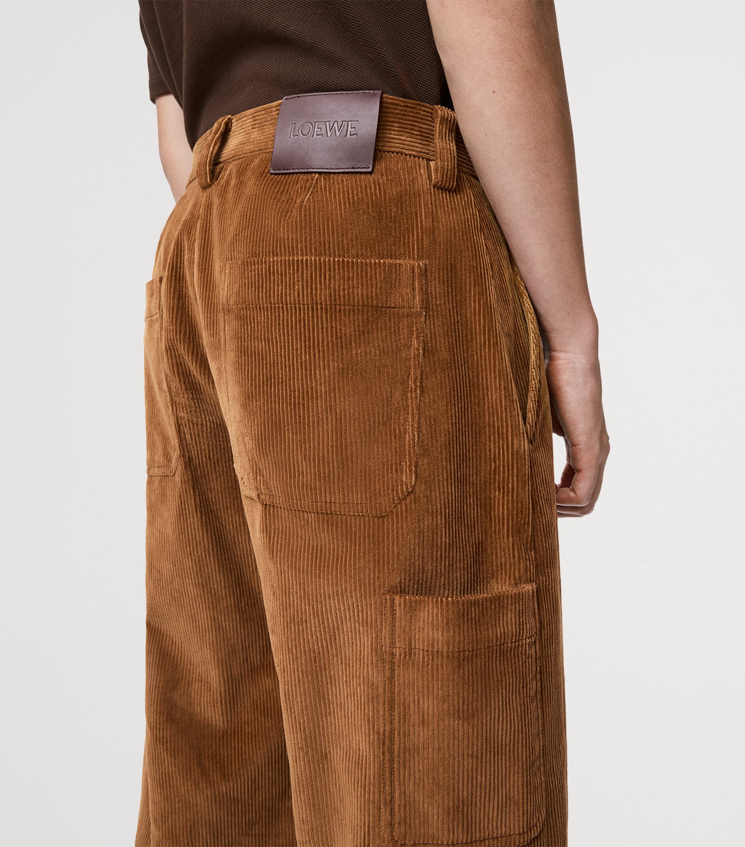 Cotton Corduroy Straight Trousers BROWN Image 5