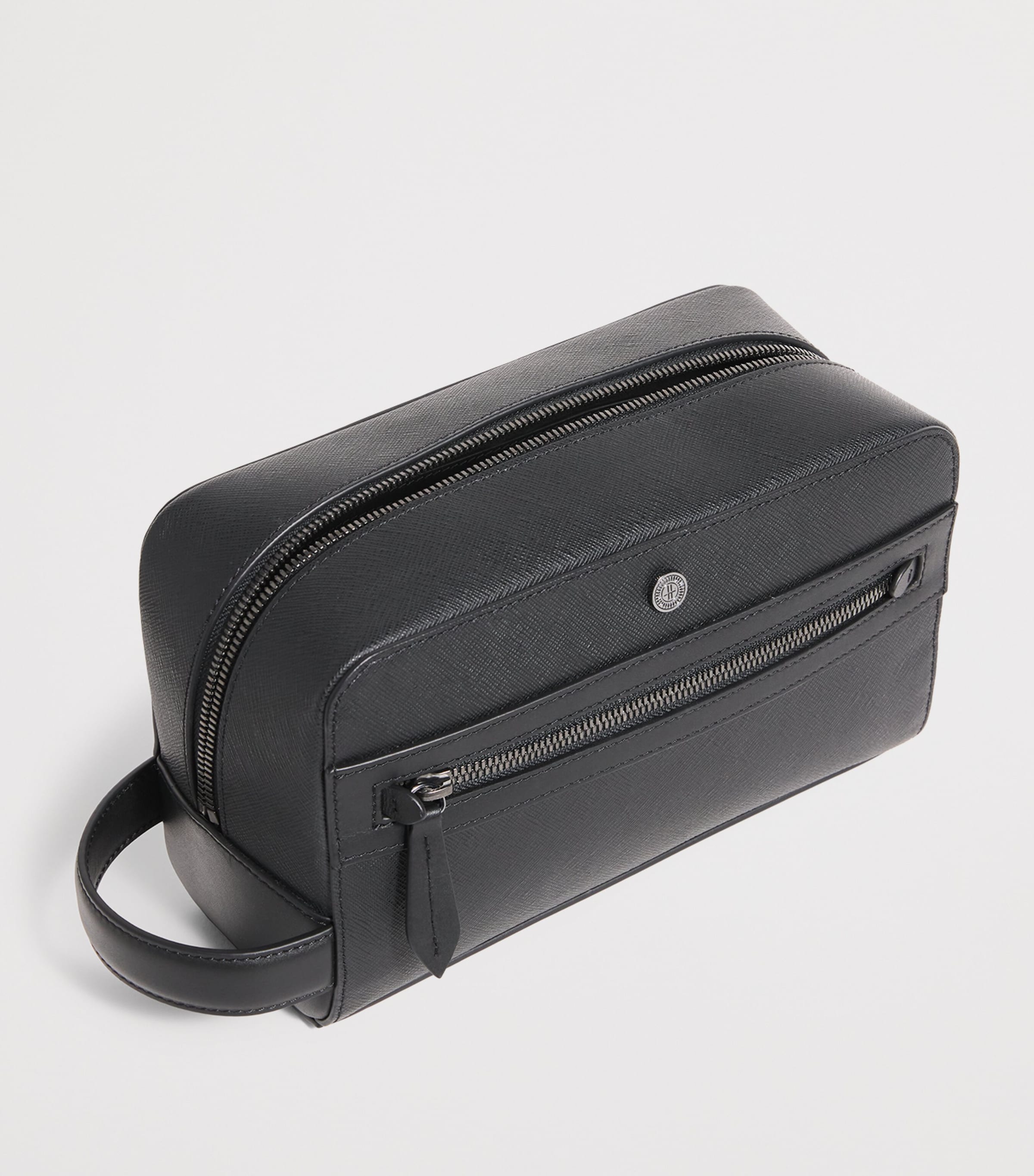 Leather Wash Bag BLACK Image 2