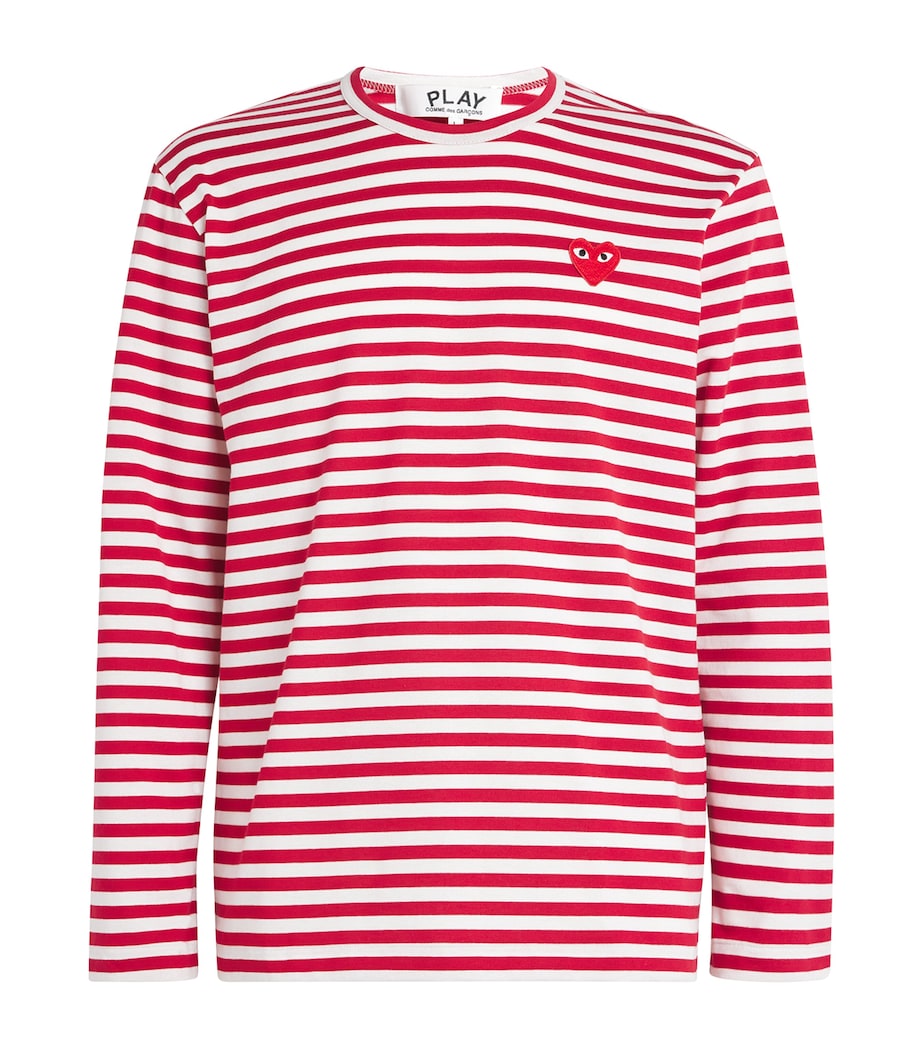 Striped Heart Logo T-Shirt RED/WHITE Image 1