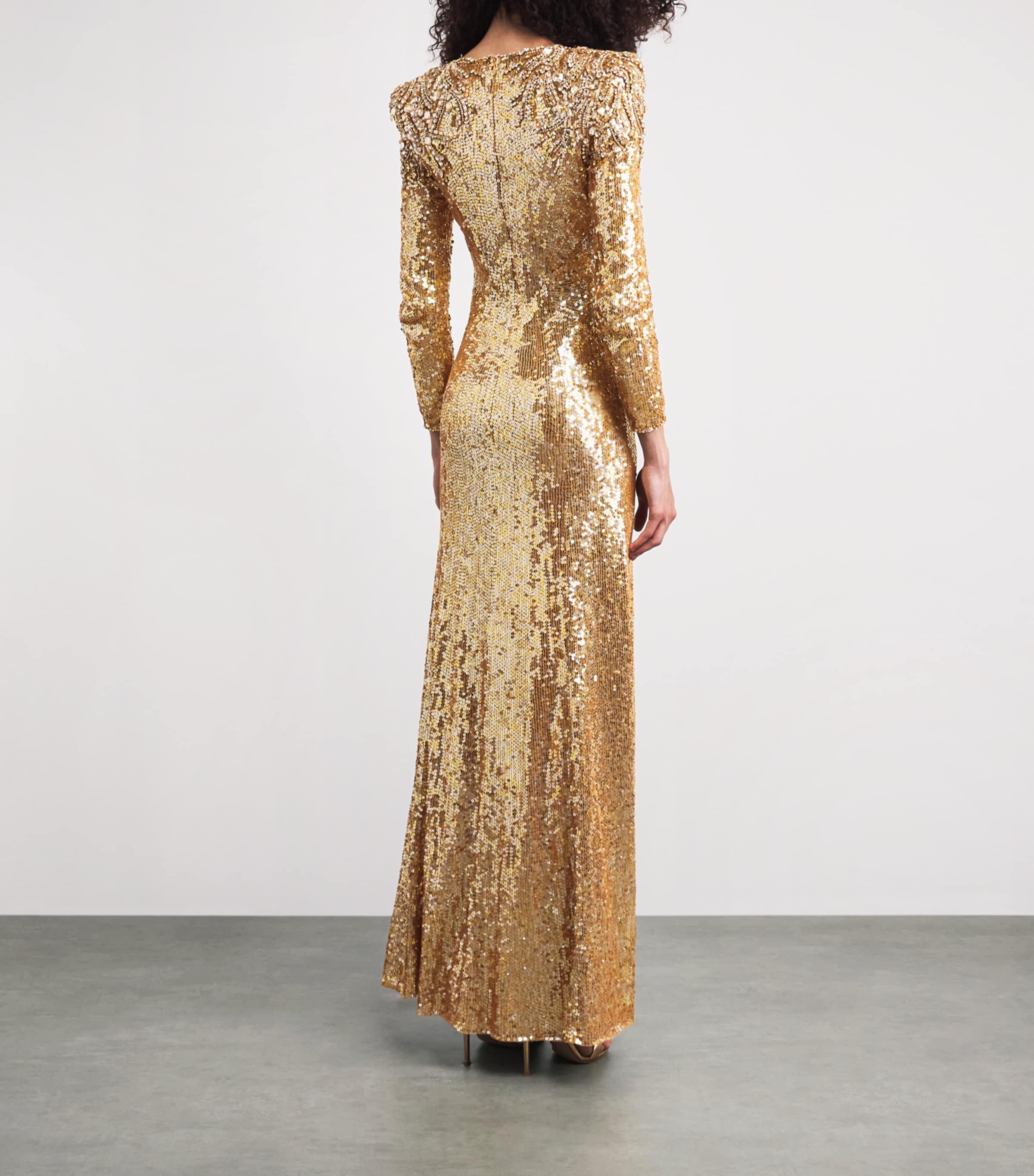 Jenny Packham Womens Sequinned Dulcet Gown Caramel Image 4