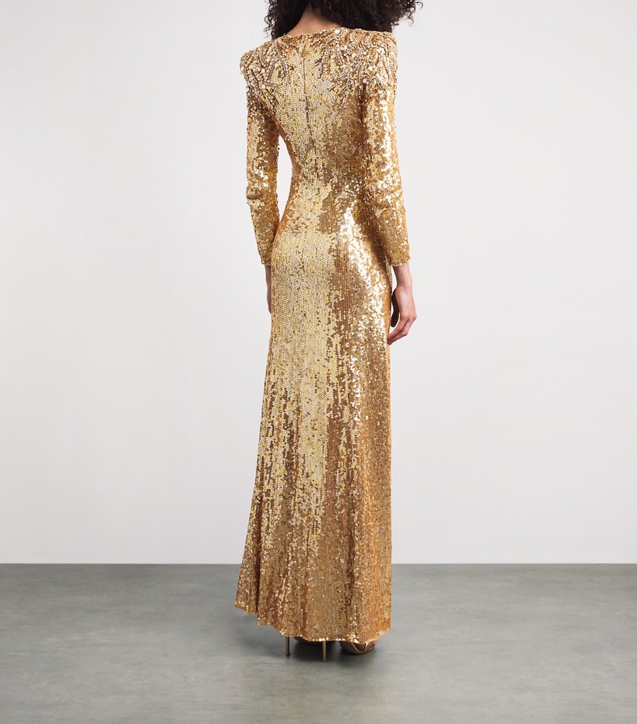 Jenny Packham Womens Sequinned Dulcet Gown Caramel Image 4
