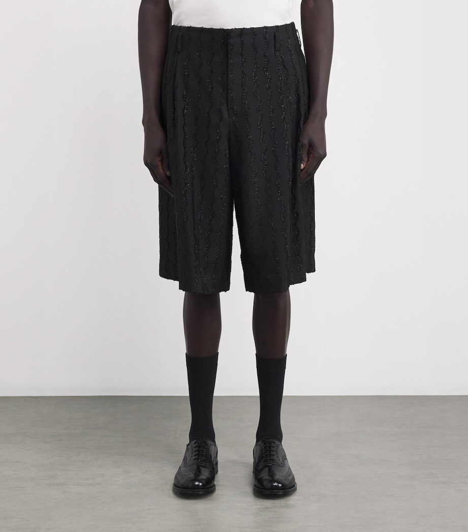 Comme Des Garçons Homme Plus Mens Wool Embellished Wide-Leg Shorts Black Image 3