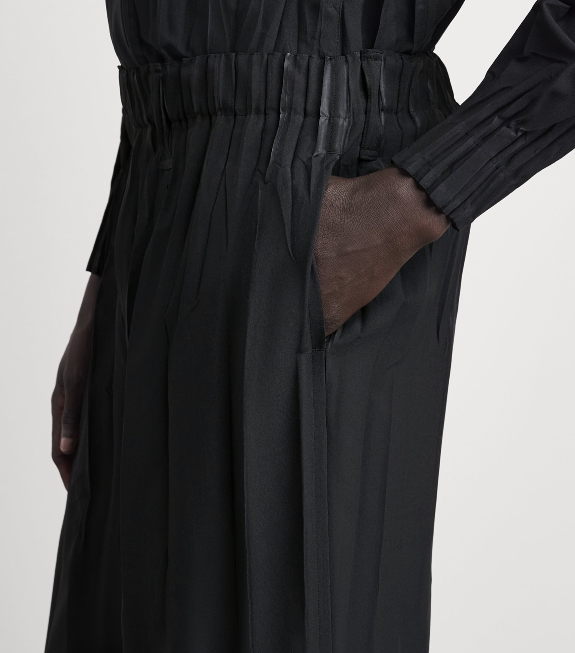 IM MEN Mens Waft Wide-Leg Trousers Black Image 3