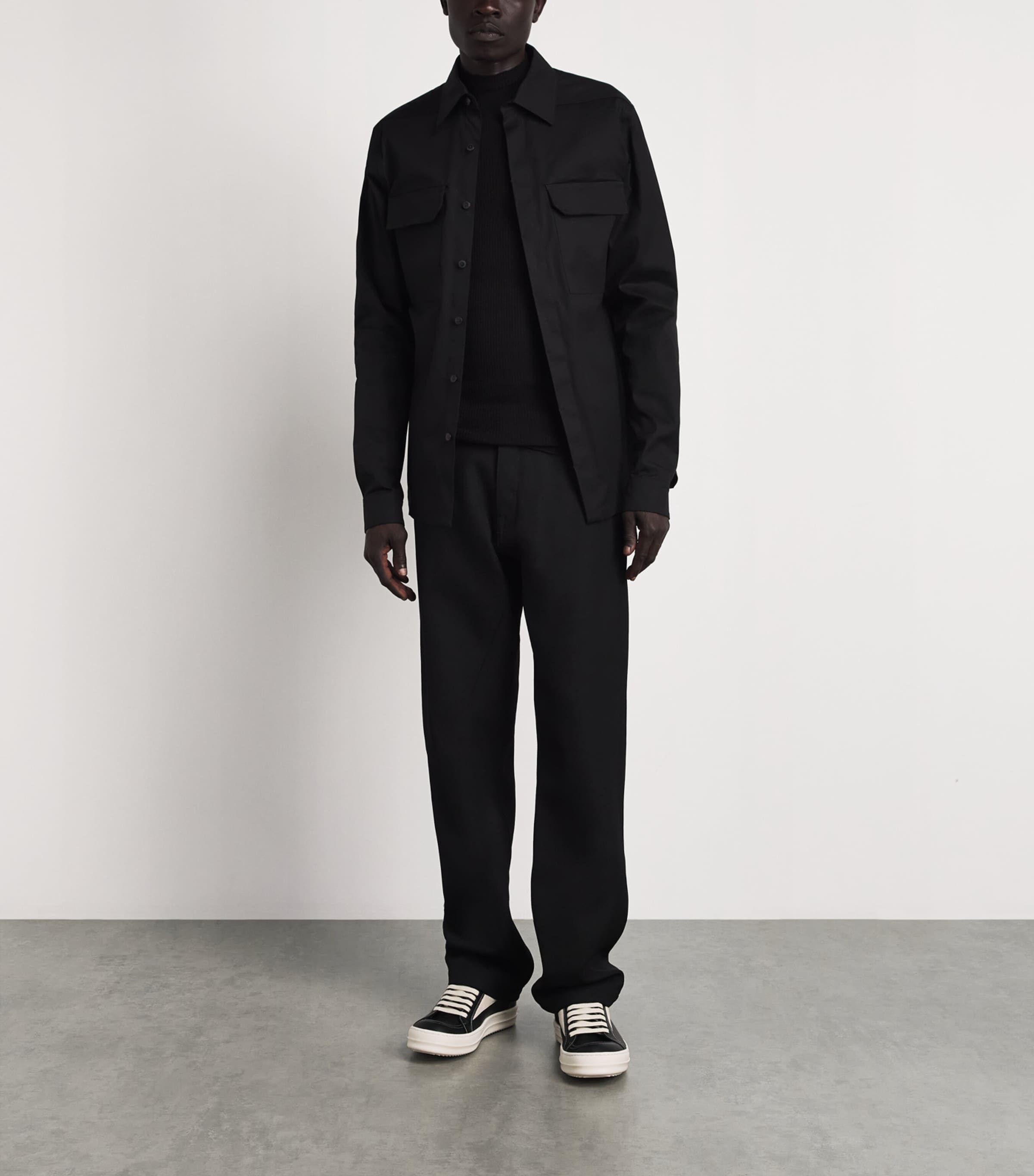 Rick Owens Leather Vintage Sneakers Black/milk Image 4