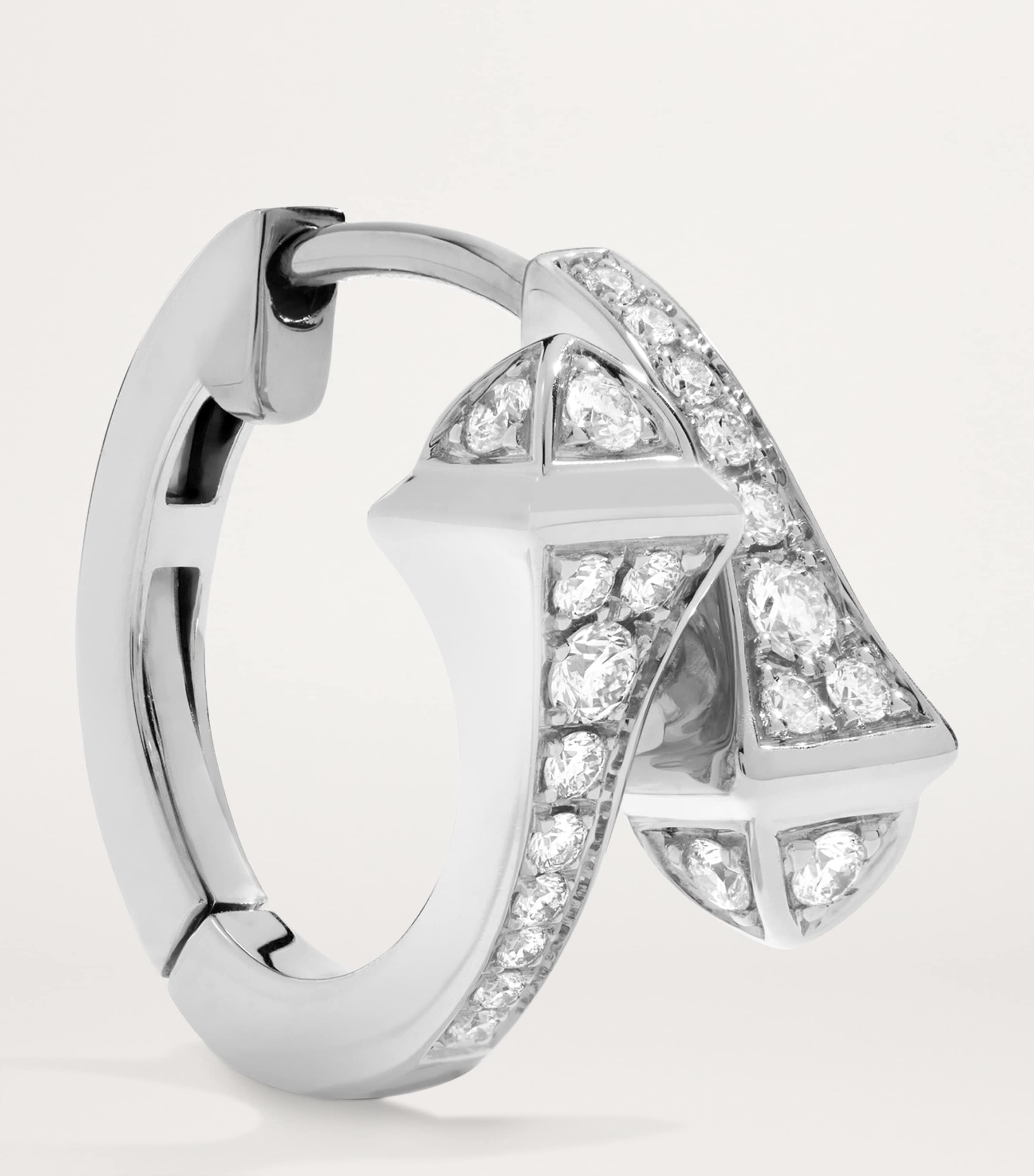 White Gold and Diamond Cleo Huggie Earrings WHITE GOLD Image 2