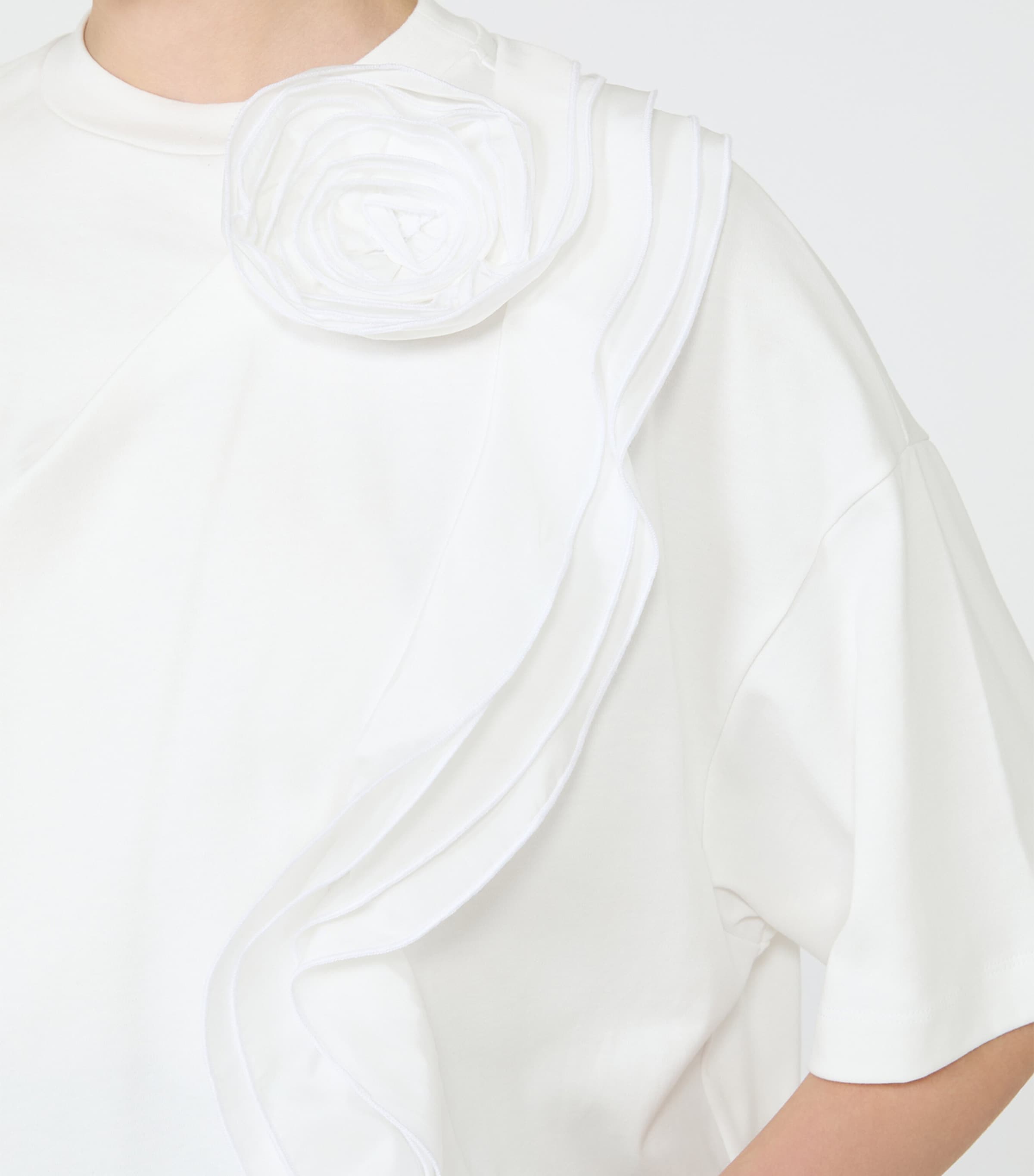 Max Mara Womens Cotton Floral Appliqué T-Shirt White Image 5