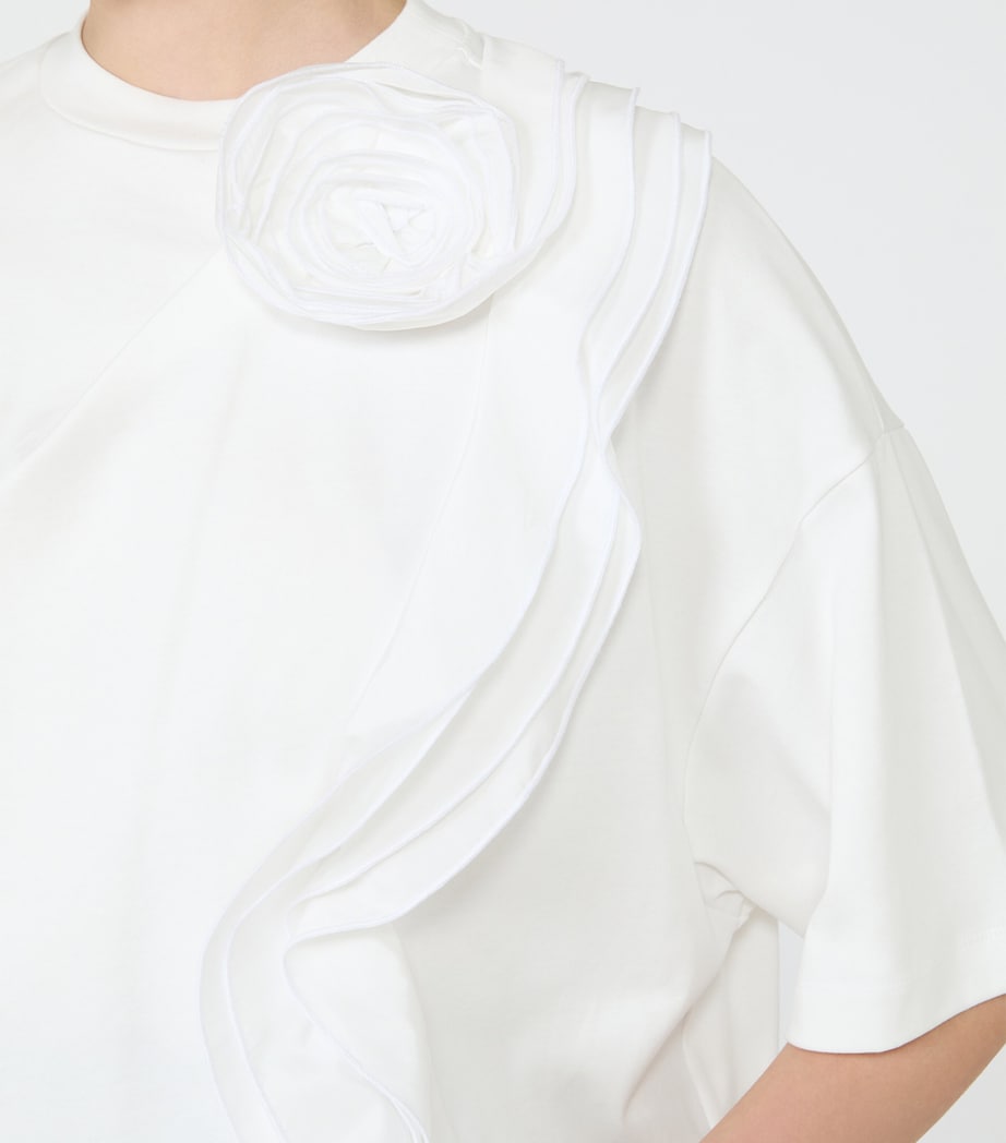 Max Mara Womens Cotton Floral Appliqué T-Shirt White Image 5