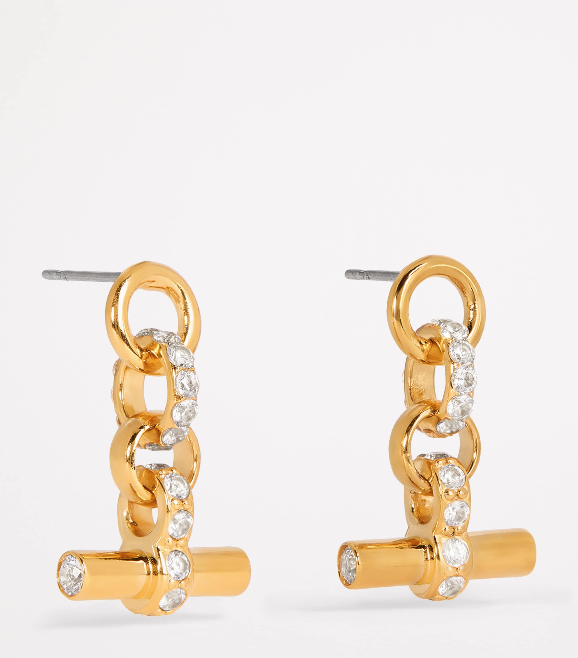 TILLY SVEAAS Gold-Plated Crystal T-Bar Earrings Gold Image 3