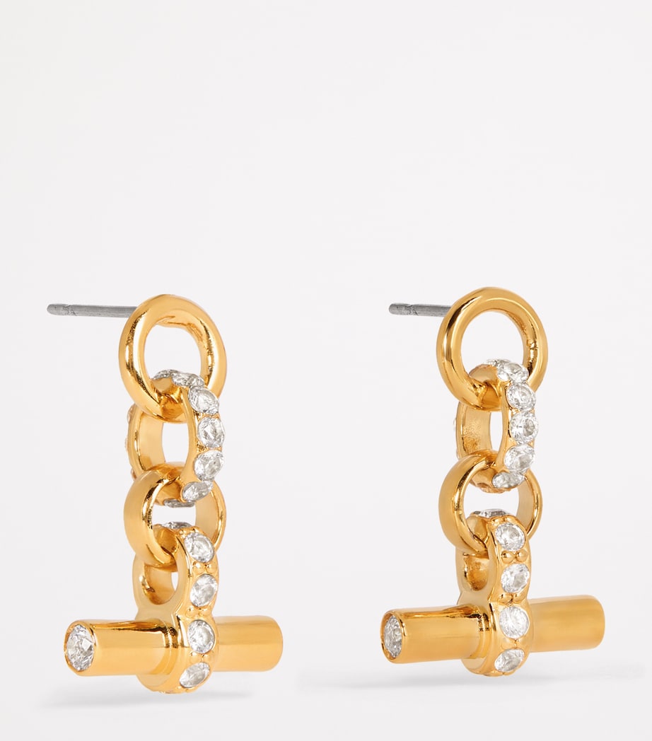 Gold-Plated Crystal T-Bar Earrings GOLD Image 3