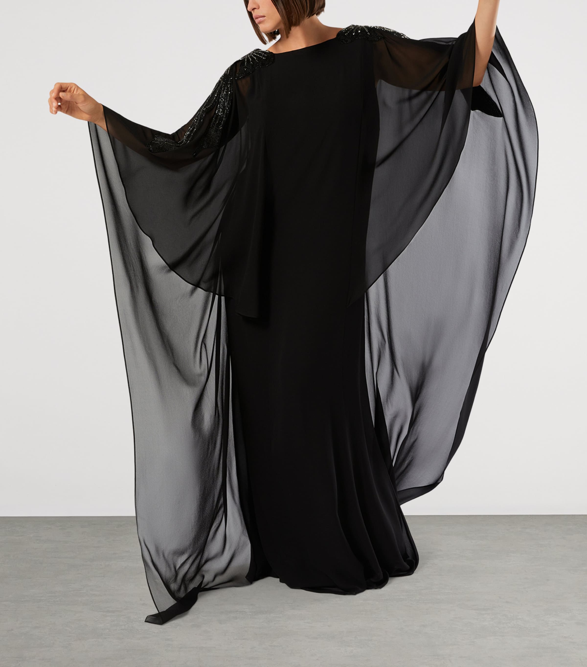 Marina Rinaldi Womens Embellished Caped Gown Black Image 2