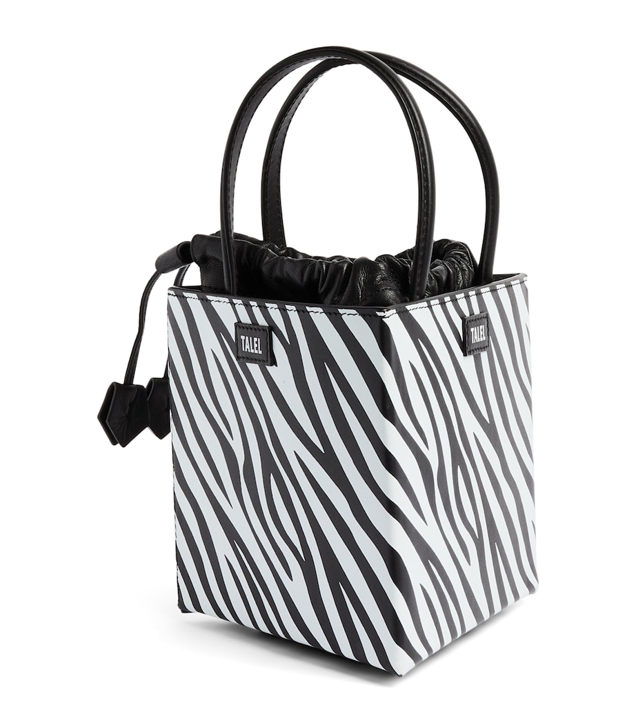 Talel Paris Leather Zebra Triangle Top-Handle Bag Zebra Image 1