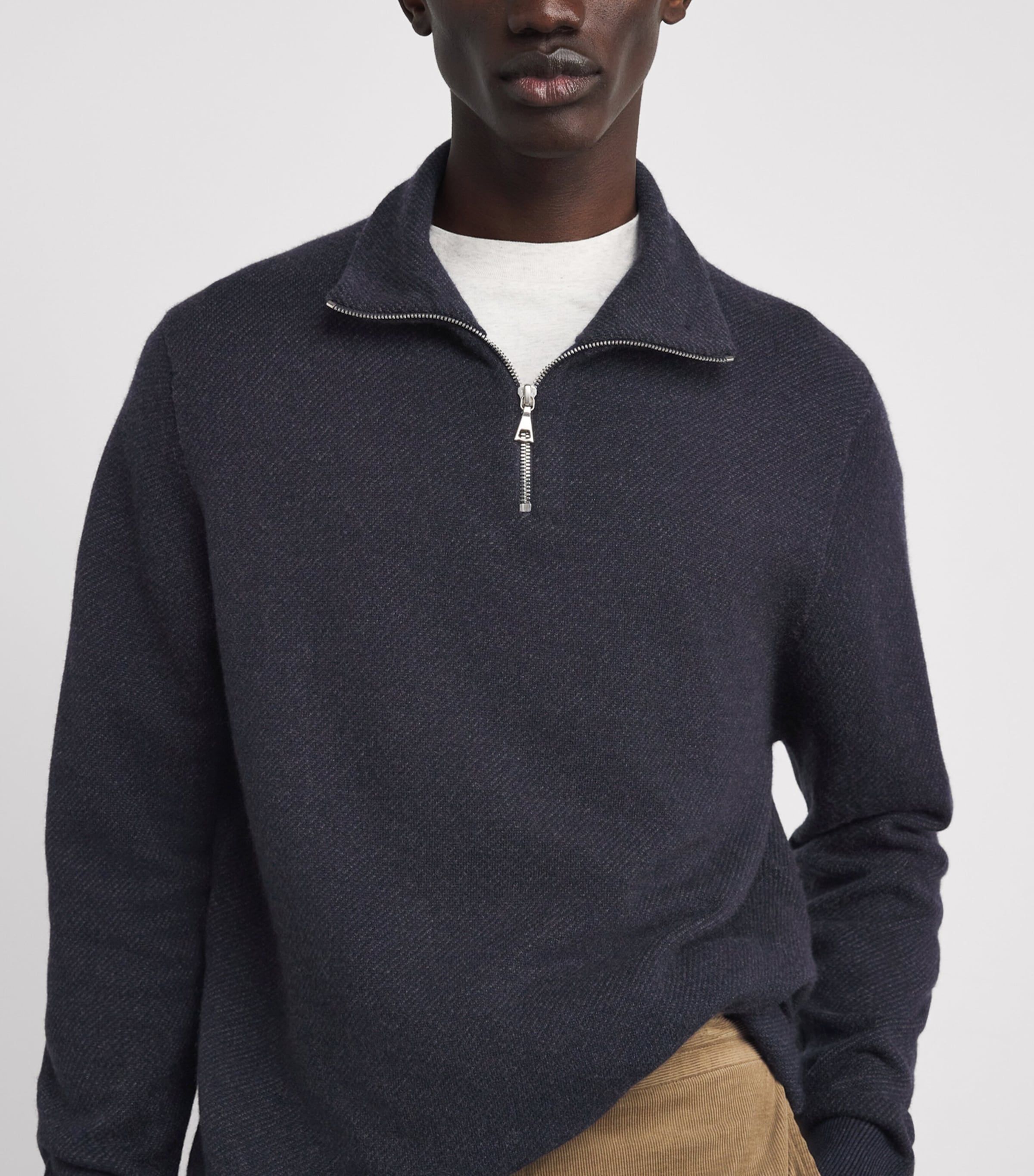 Cashmere Tweel Quarter-Zip Sweater Q25934 NAVY CHARC Image 6