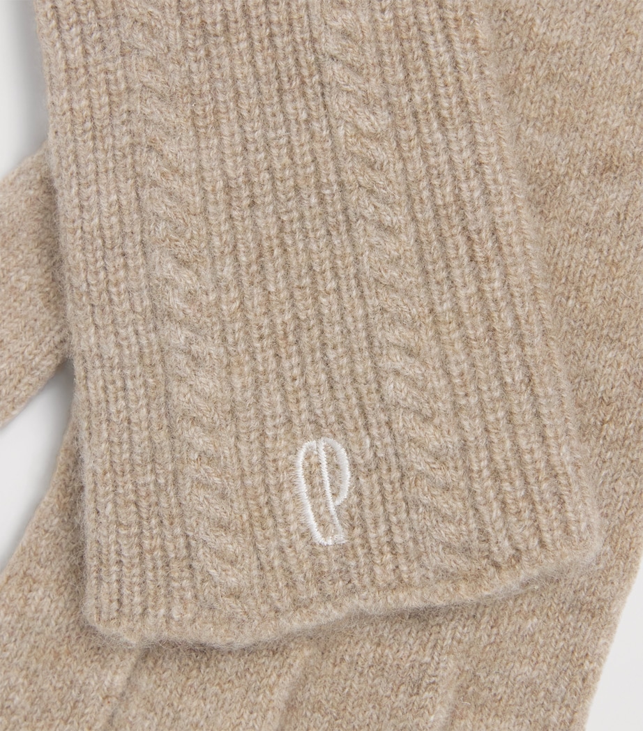 Cashmere-Blend Cable-Knit Gloves HEATHER BEIGE Image 2