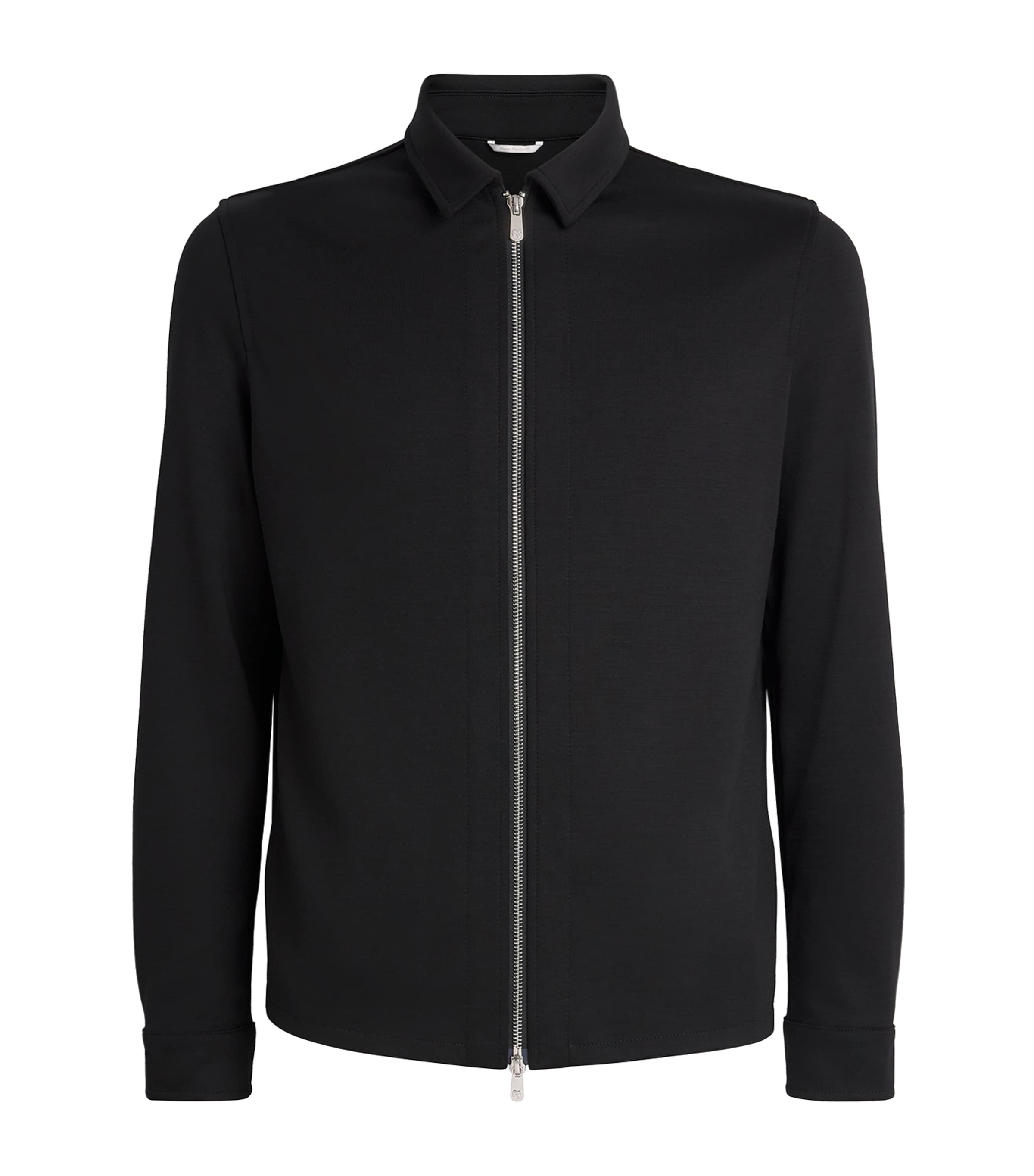 Marco Pescarolo Mens Wool-Cashmere-Blend Zip-Up Overshirt Black Image 1