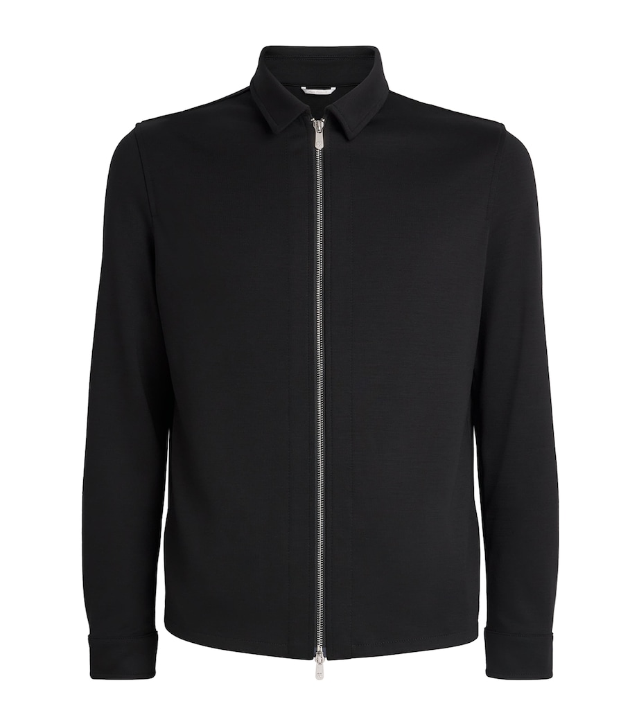Marco Pescarolo Mens Wool-Cashmere-Blend Zip-Up Overshirt Black Image 1