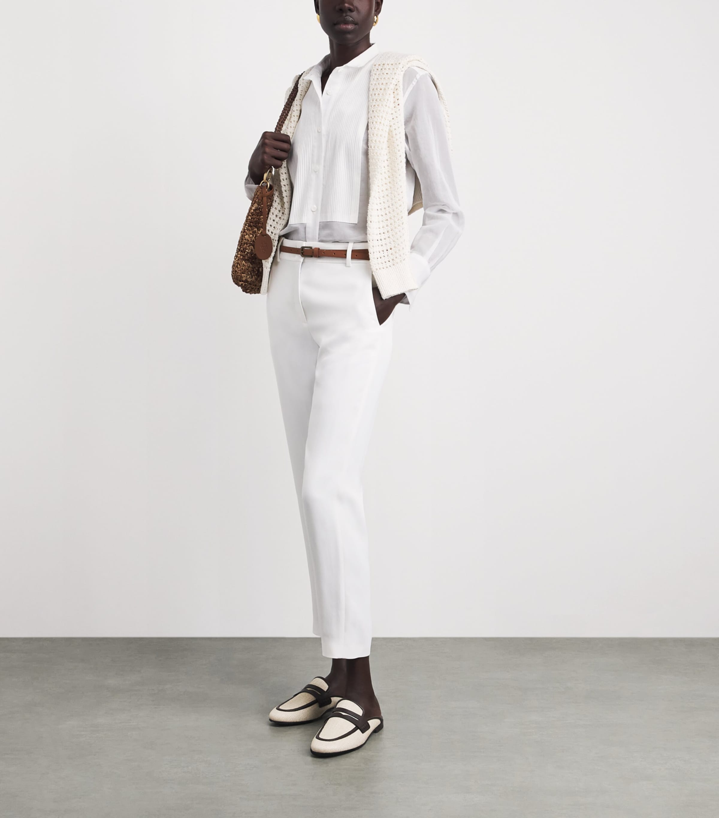 Eleventy Womens Cotton Longline Dress Shirt Bianco Image 2