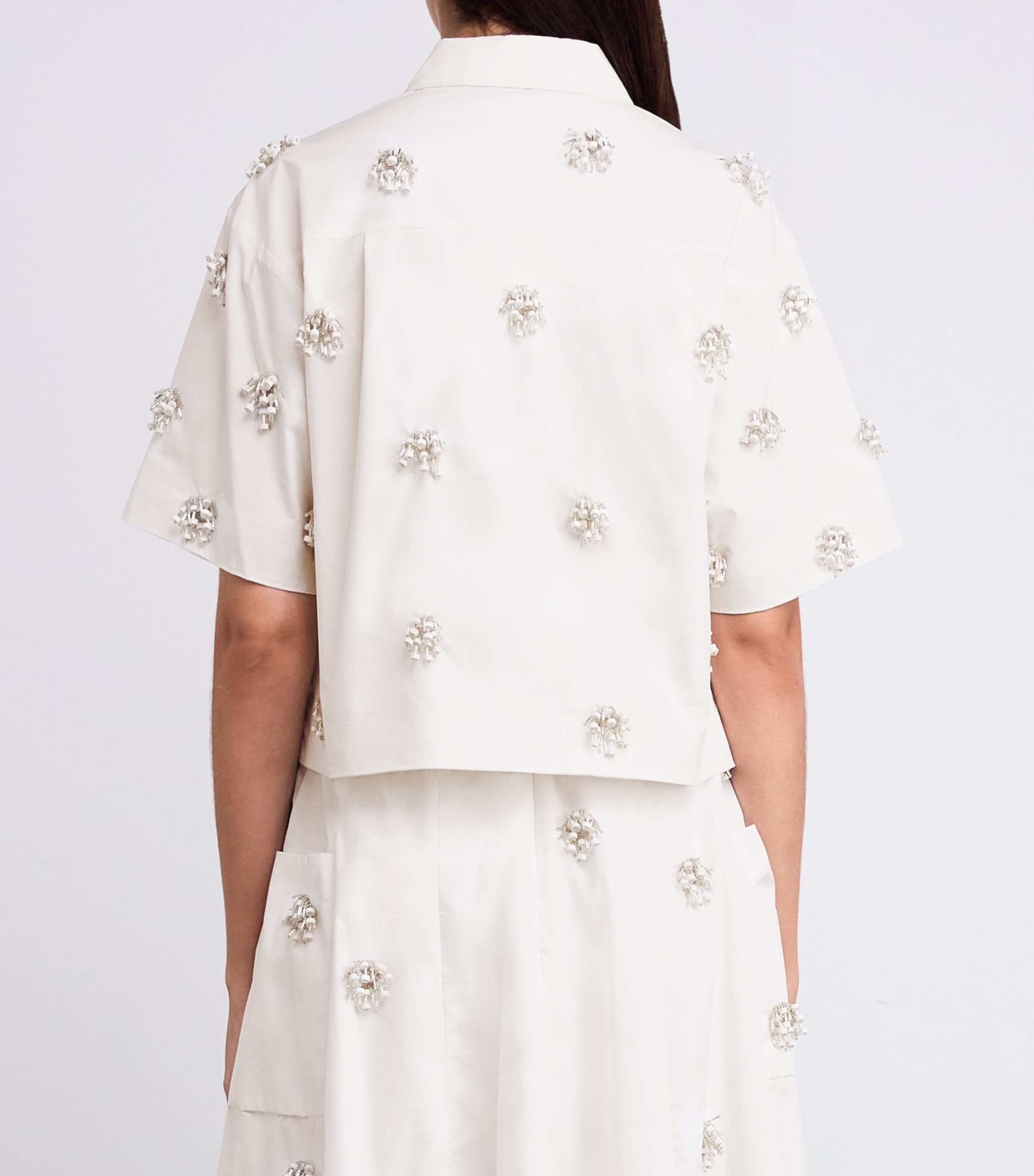Cotton Embellished Cosmo Shirt WHITE Image 4