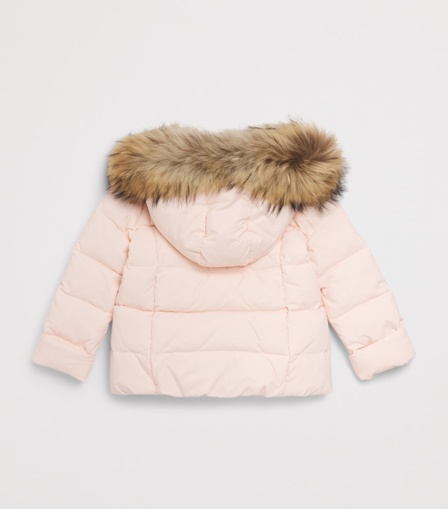 Il Gufo Down Feather-Trim Puffer Coat (2-14 Years) Baby Pink Image 2