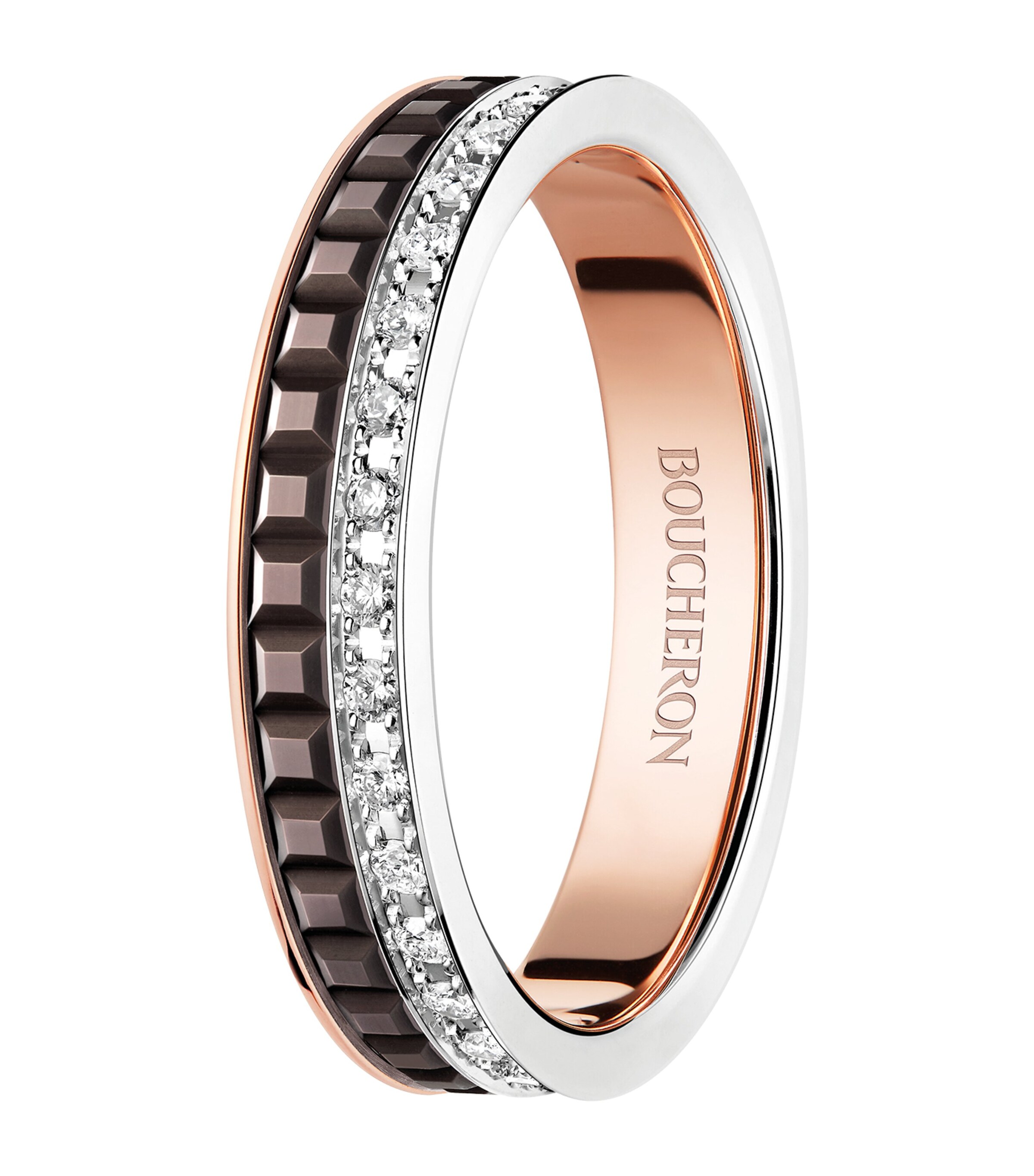 Mixed Gold and Diamond Quatre Classique Wedding Band NO COLOUR Image 2