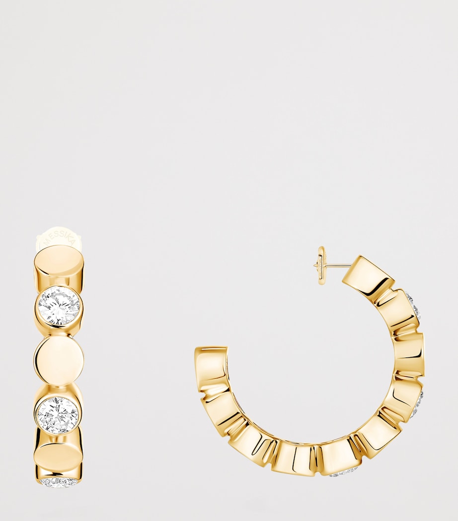 Messika D-Vibes Mini Diamond and Yellow Gold Hoop Earrings (0.32ct) Yellow Gold Image 3