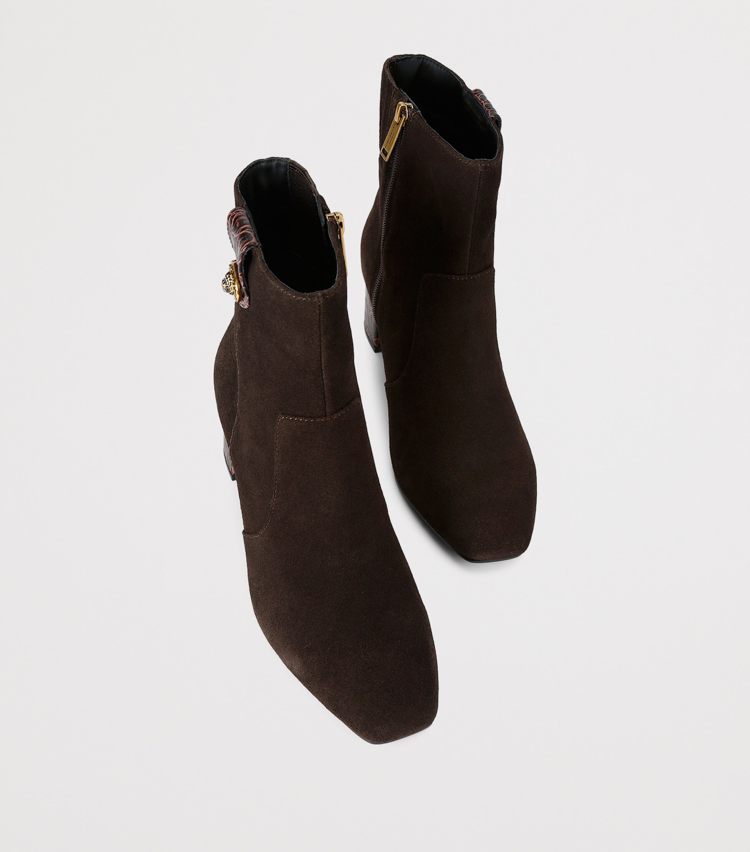 Suede Chelsea Trim Ankle Boots BROWN Image 4