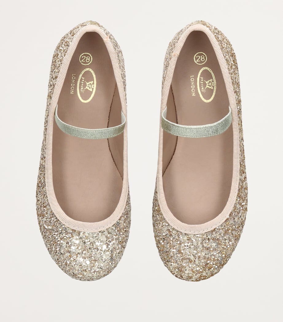 Leather Glitter Bug Ballet Flats SILVER Image 4