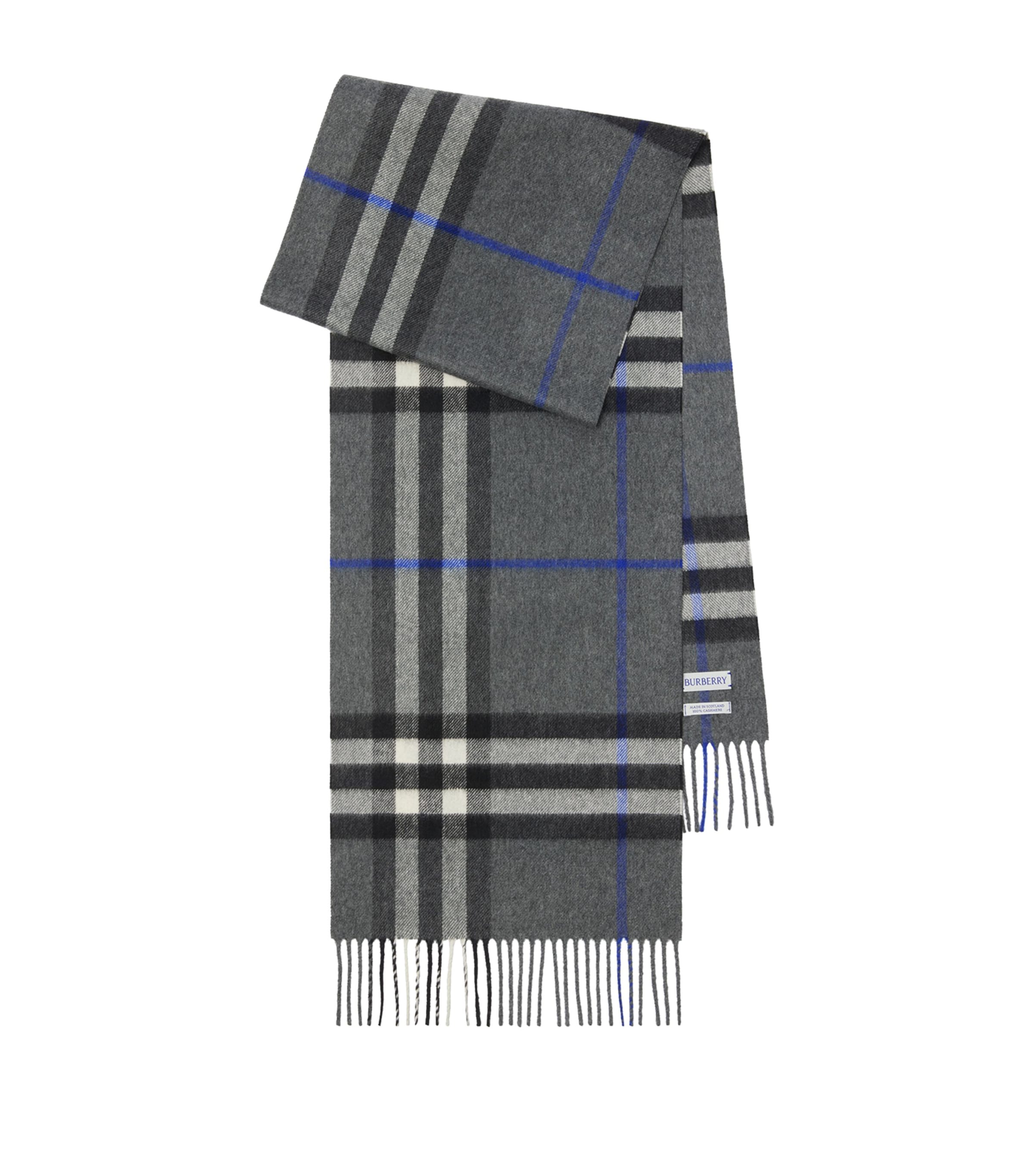 Burberry Cashmere Check Scarf In Gray