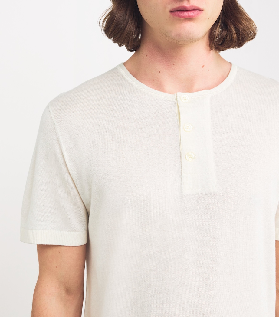 Silk-Linen Hayes Henley Shirt IVORY Image 6