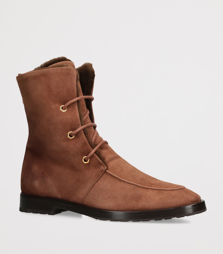 Suede Shearling-Lined Boots BROWN Image 3