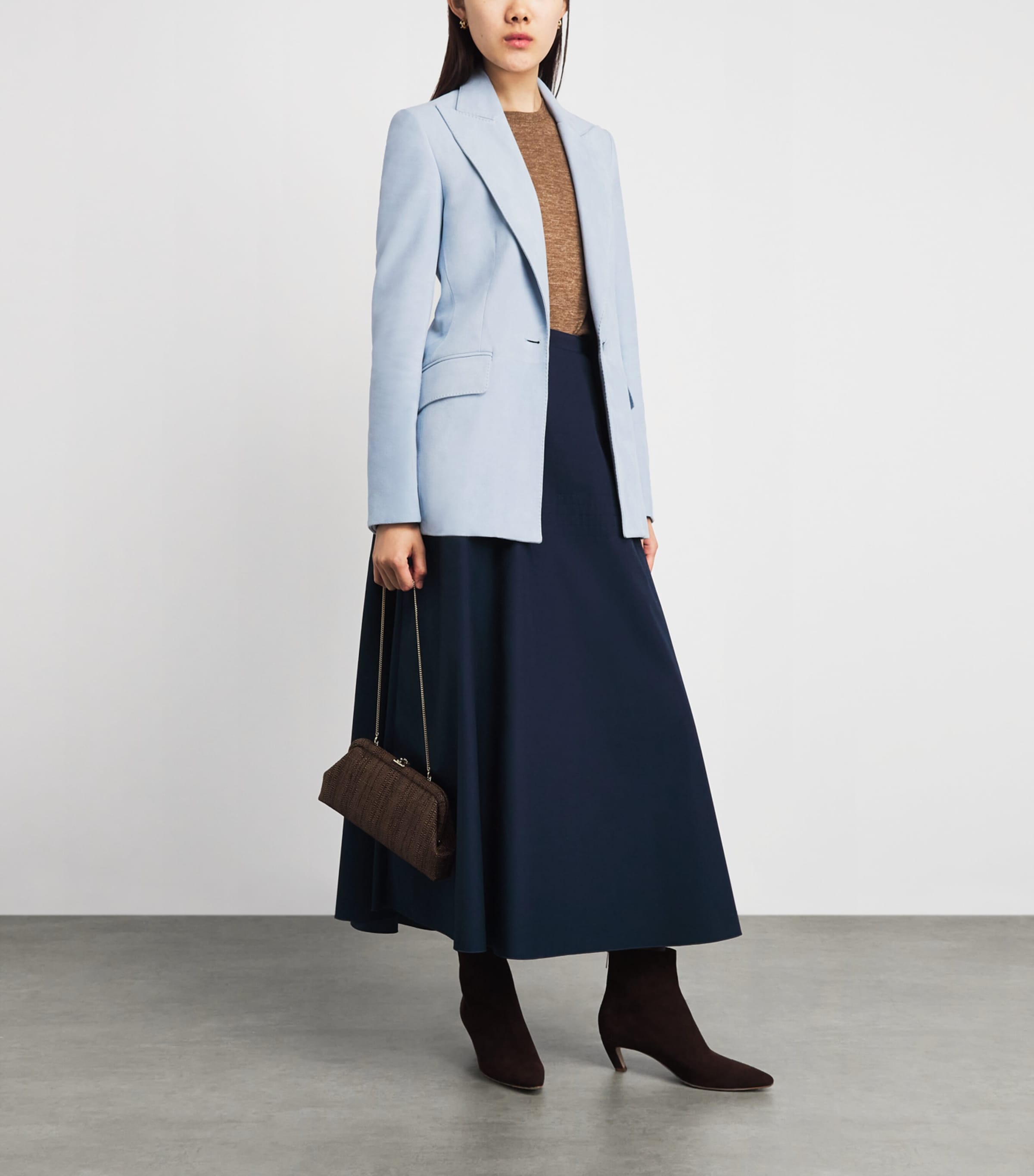 Gabriela Hearst Womens Suede Leiva Blazer Lgb Light Blue Image 2