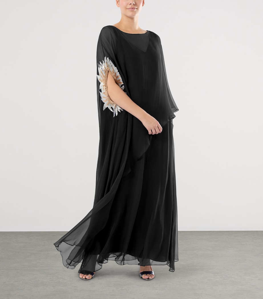 Silk Embellished Maxi Dress BLACK Image 4