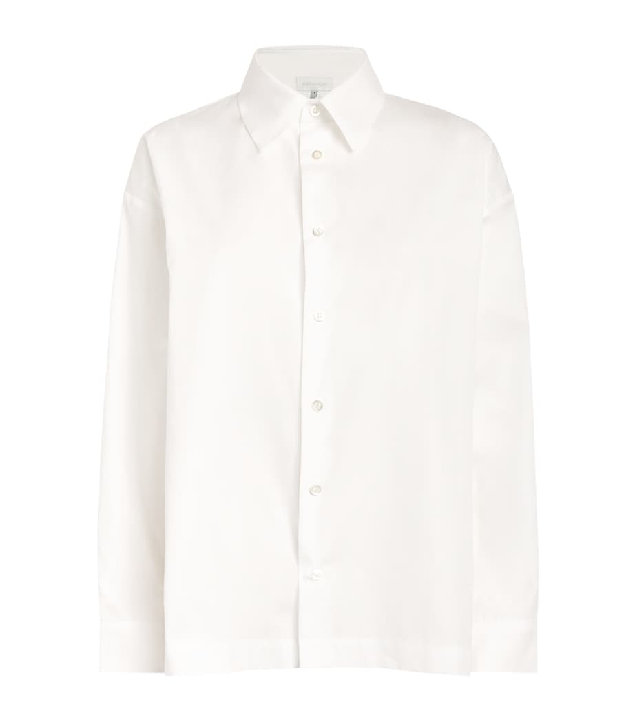 Cotton Slim Shirt with Collar WHITE Image 1