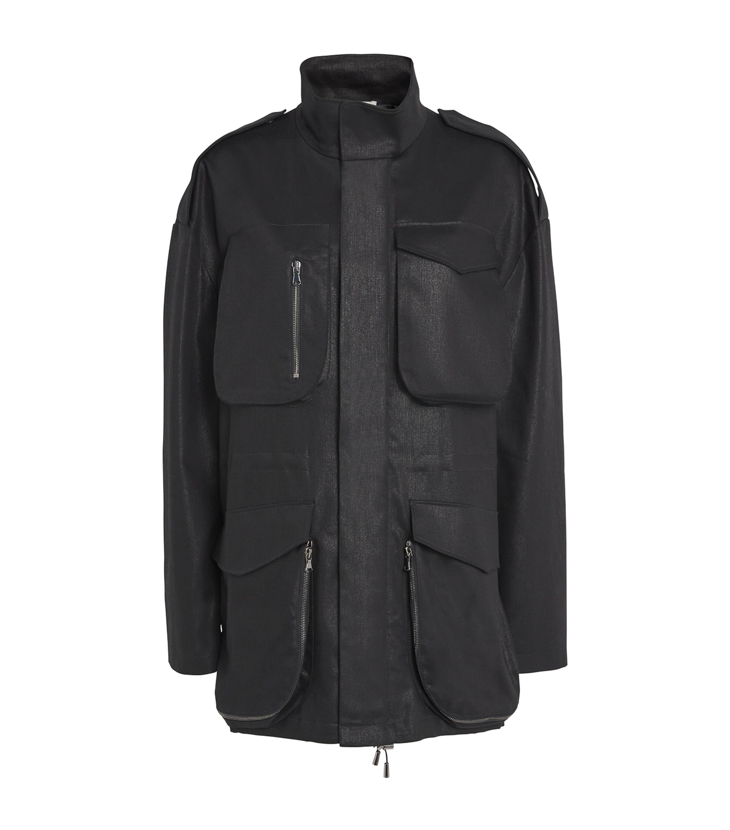 Nensi Dojaka Womens Black Relaxed-fit Drawstring Stretch-cotton Jacket In Black