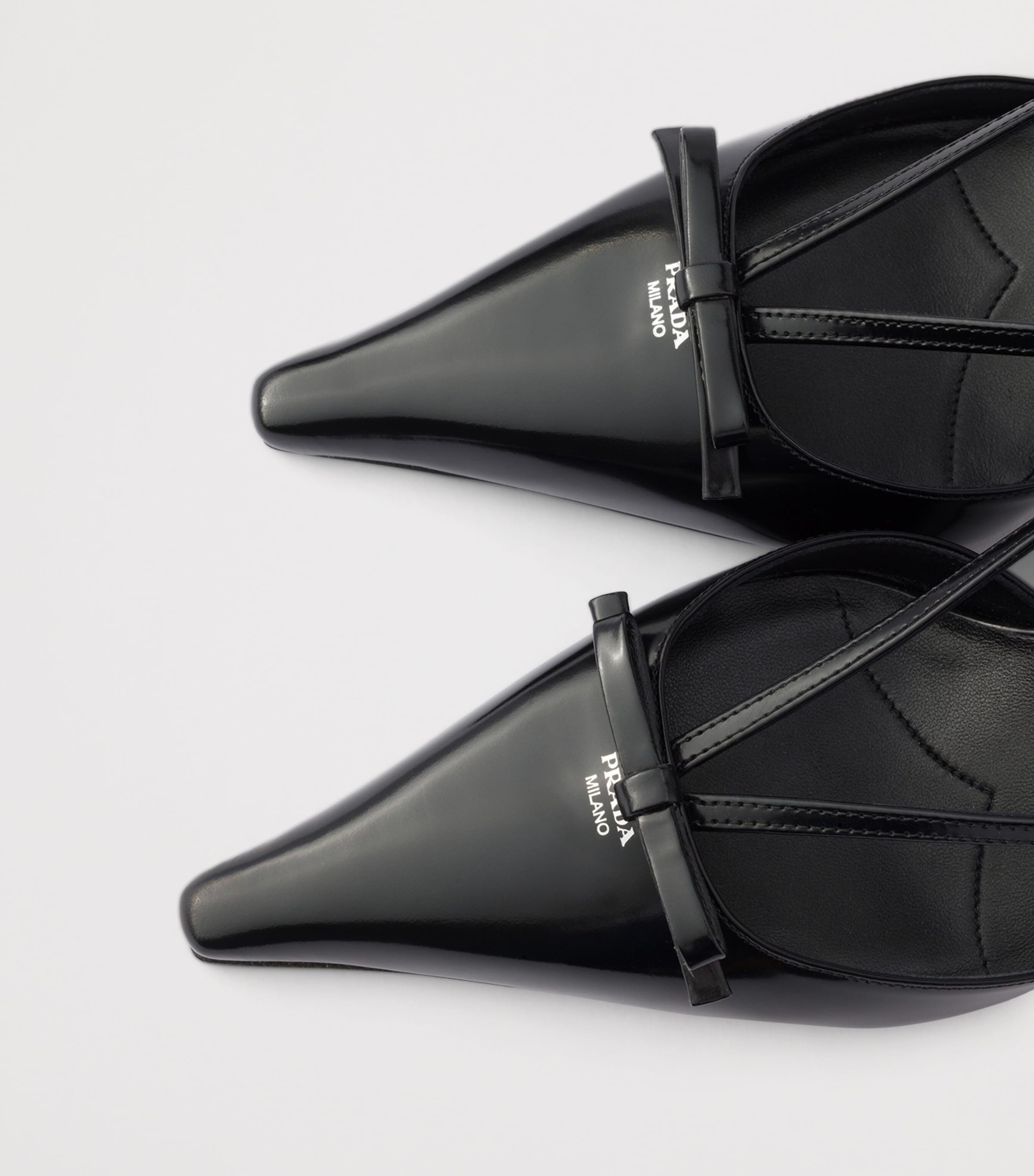 Prada Brushed Leather Slingback Pumps 75 Black Image 5