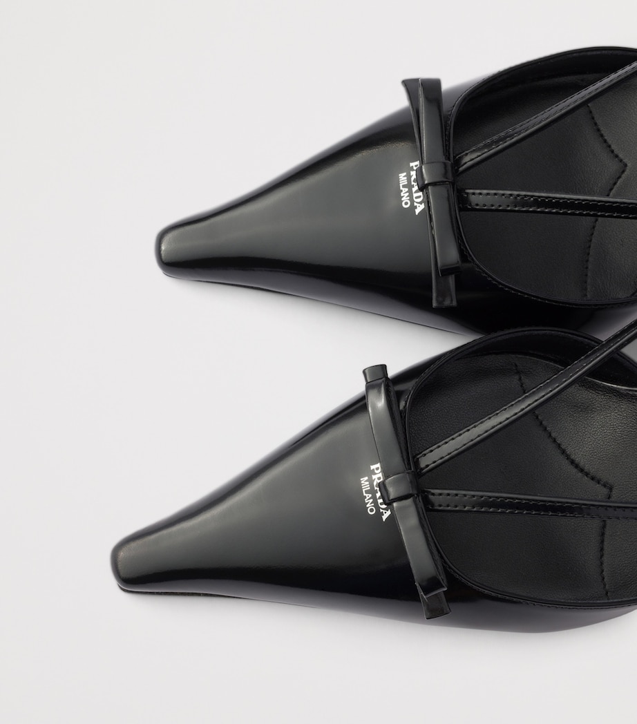 Prada Brushed Leather Slingback Pumps 75 Black Image 5