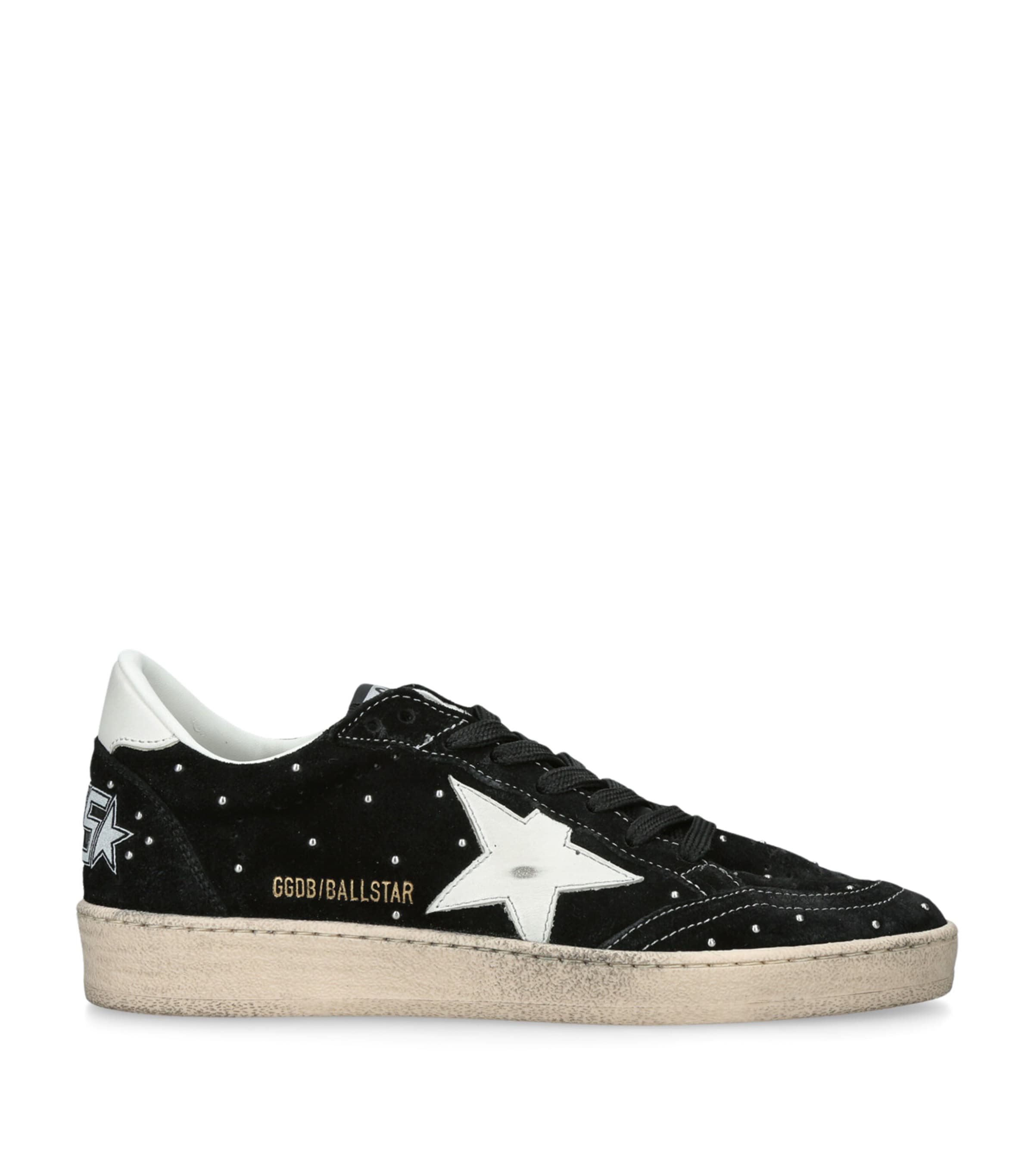 Golden Goose Womens Suede Ball Star Sneakers Blk/white Image 1